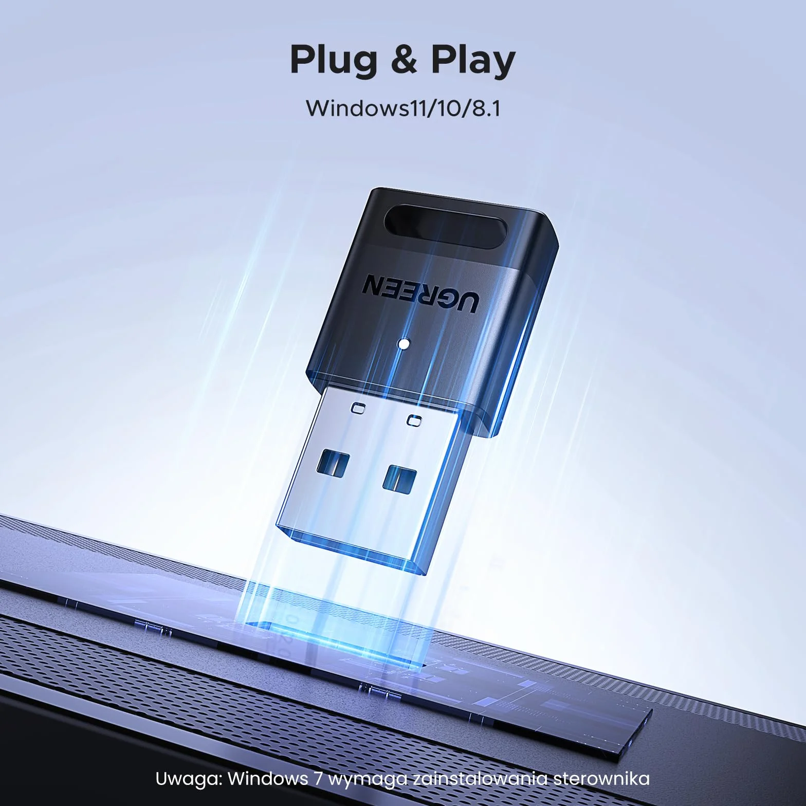 UGREEN Adapter Bluetooth 5.4 USB do Komputera, Klucz Sprzętowy dla Windows 11/10/8.1