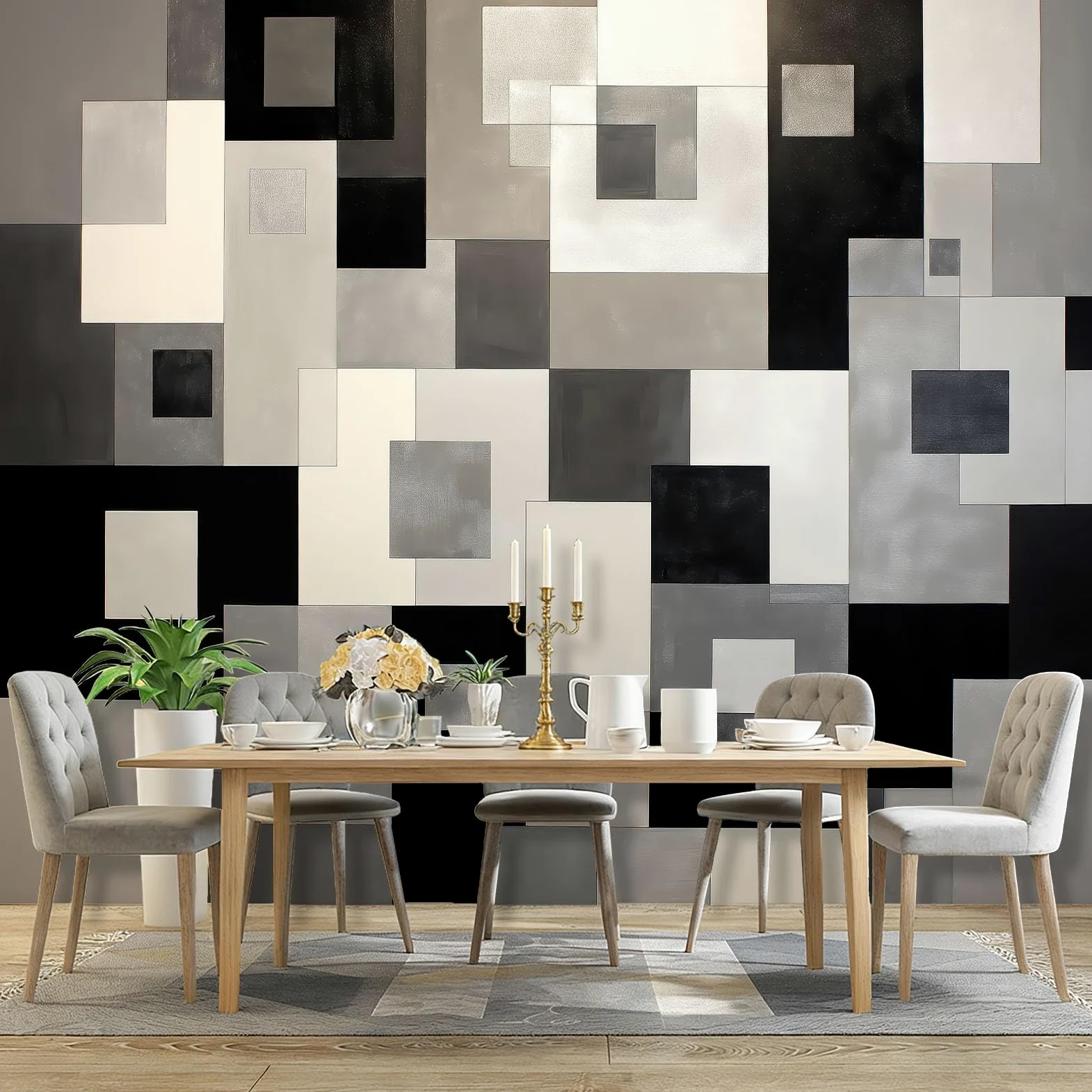 Fototapeta nowoczesna sześcienna geometryczna abstrakcyjna tapeta ścienna szary czarny plakat fotograficzny do sypialni salonu TV ściana 400 x 280 cm