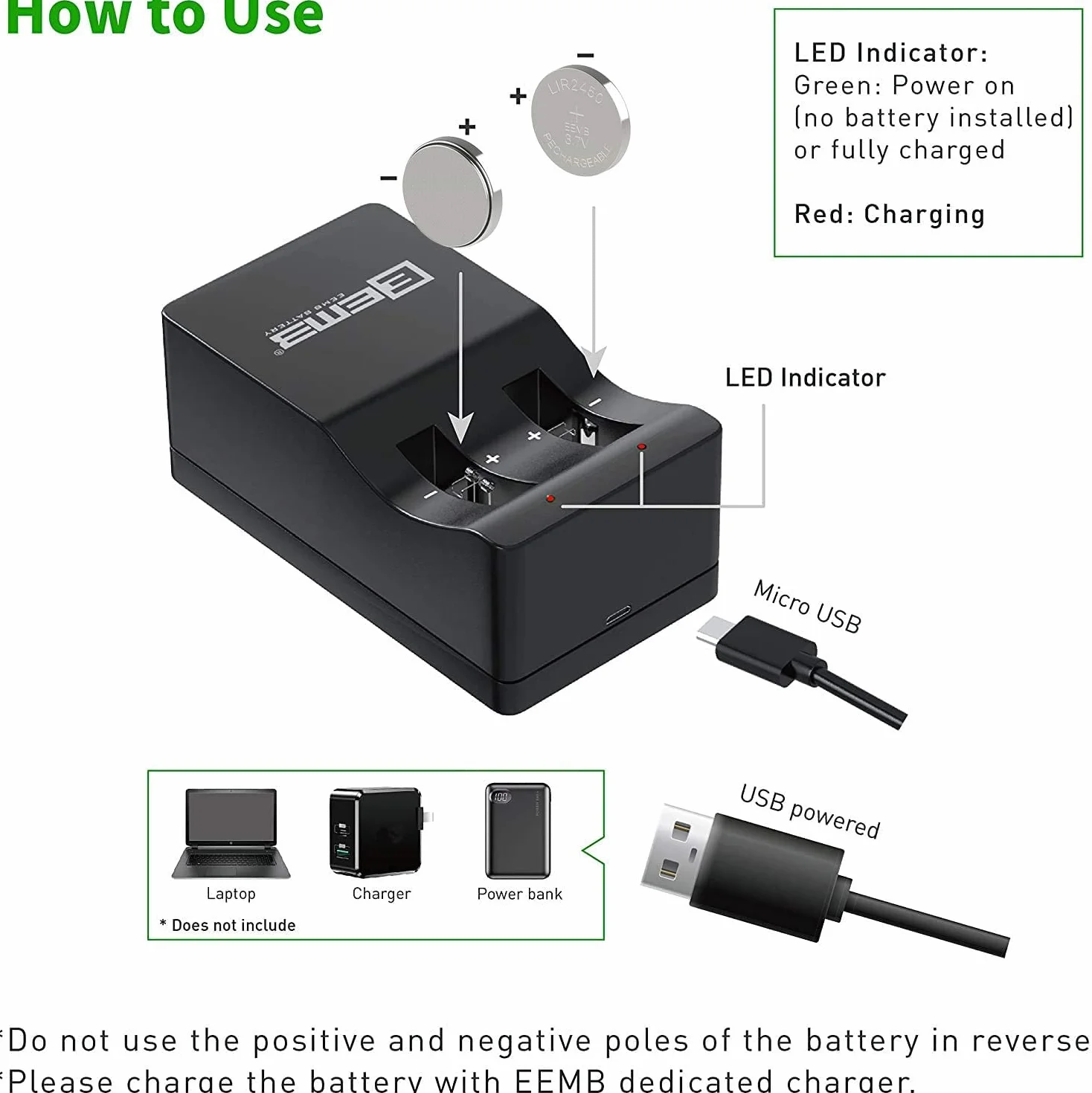 Akumulator LIR2450 Ładowarka akumulatorów litowo-jonowych 2450 z baterią pastylkową litowo-jonową 3,7 V 120 mAh (ładowarka 4 W 1 (zestaw 1))