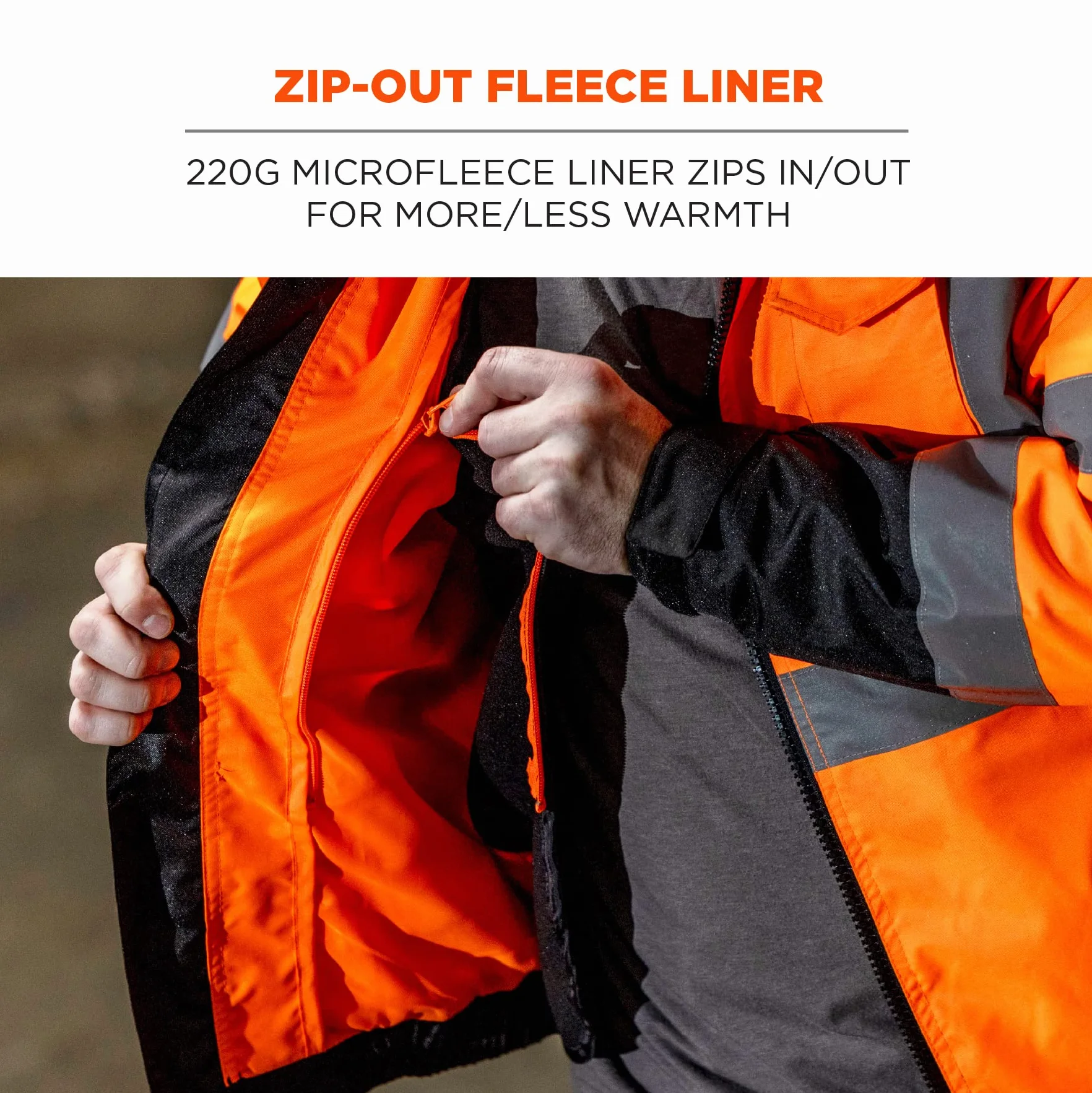 Ergodyne GloWear 8379 kurtka termiczna o wysokiej widoczności typ R, klasa 3, pomarańczowa bomberka z podszewką polarową, XL, XL
