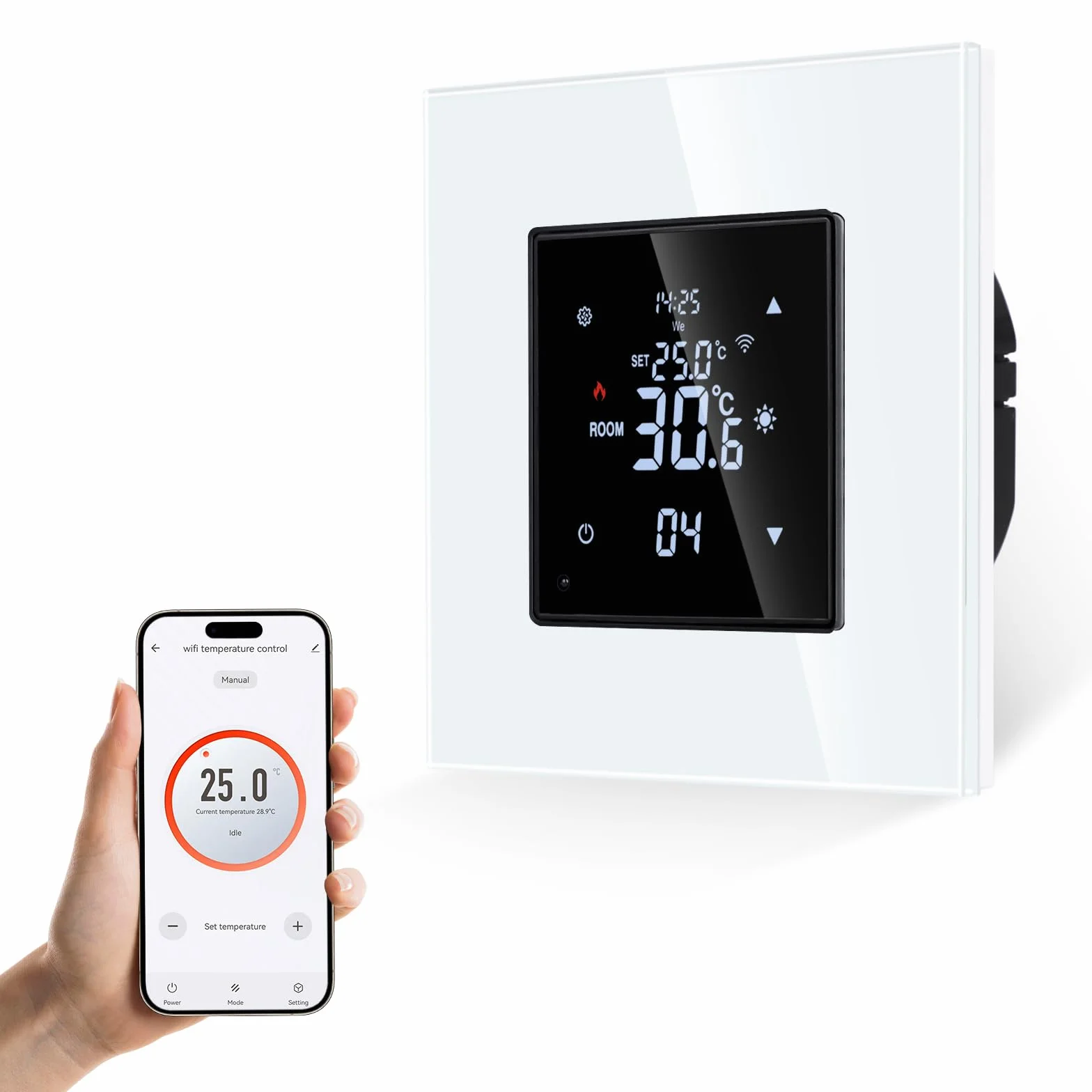 JIMEIDA Inteligentny termostat, biała komora grzewcza podłogowa z Alexa Echo, Google Assistant, komora stałej temperatury do ogrzewania elektrycznego i regulacji temperatury ogrzewania