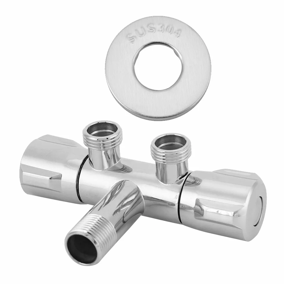 Viagasafamido Zawór Kątowy Bidet Toaletowy Miedziany Podwójny Przełącznik G1/2 Bateria Natryskowa Akcesoria Łazienkowe Zawór Wyjściowy