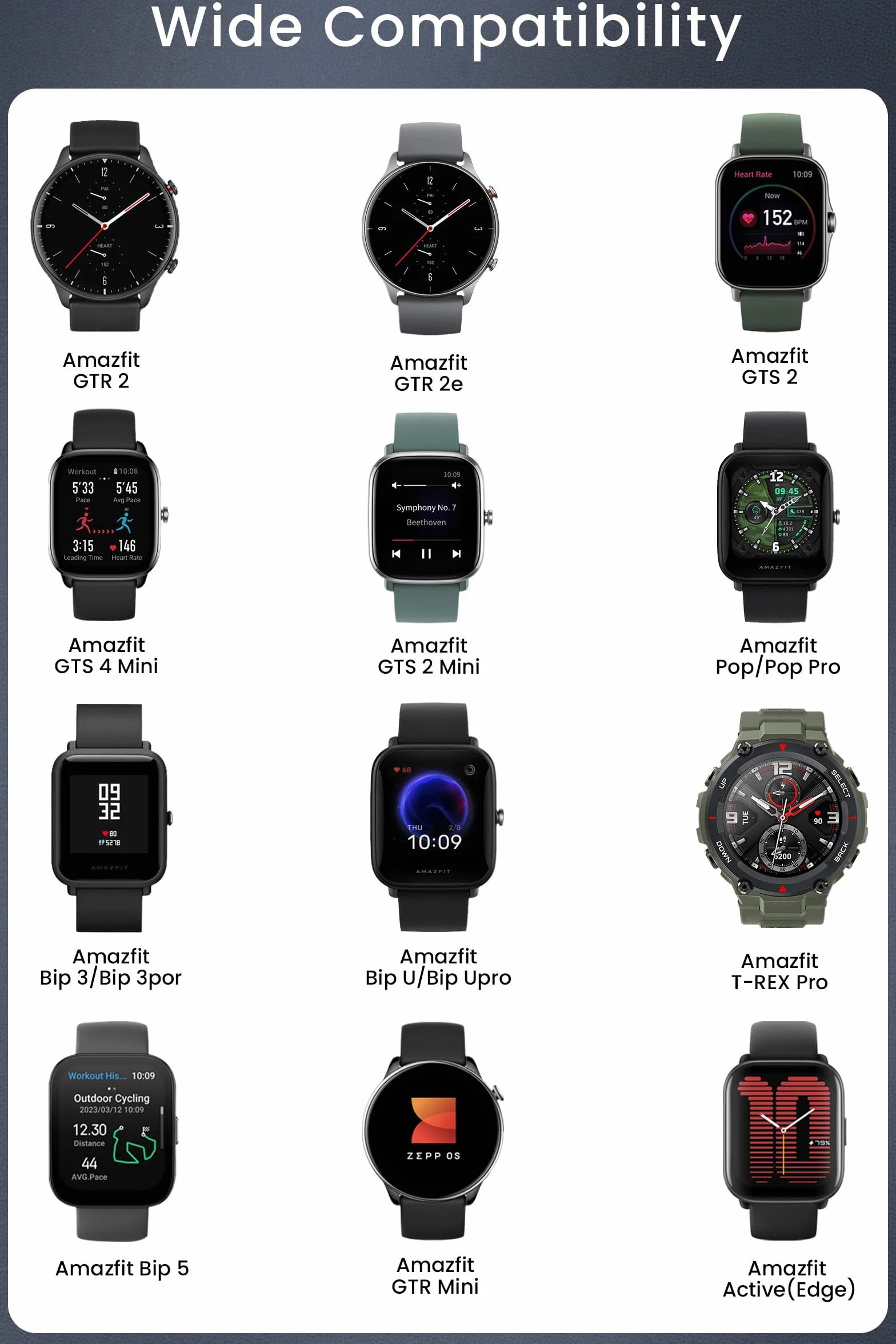 Ładowarka kompatybilna z Amazfit GTS 4 mini/2/2 mini/2e, GTR 2/2e, Bip 3/3 Pro/U/U Pro, Pop/Pop Pro, Zepp Z/E, magnetyczny kabel ładowarki USB do T-Rex Pro (nie dla T-Rex) 3,3 stopy/100 cm