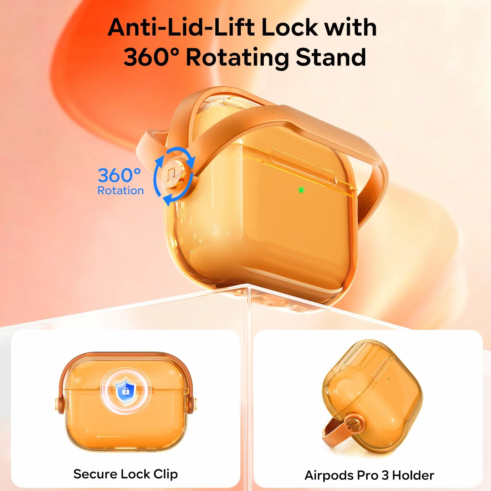 ACRONIX Etui ochronne TPU AirPods Pro 3 (2025) przezroczyste odporne na wstrząsy z klipsem