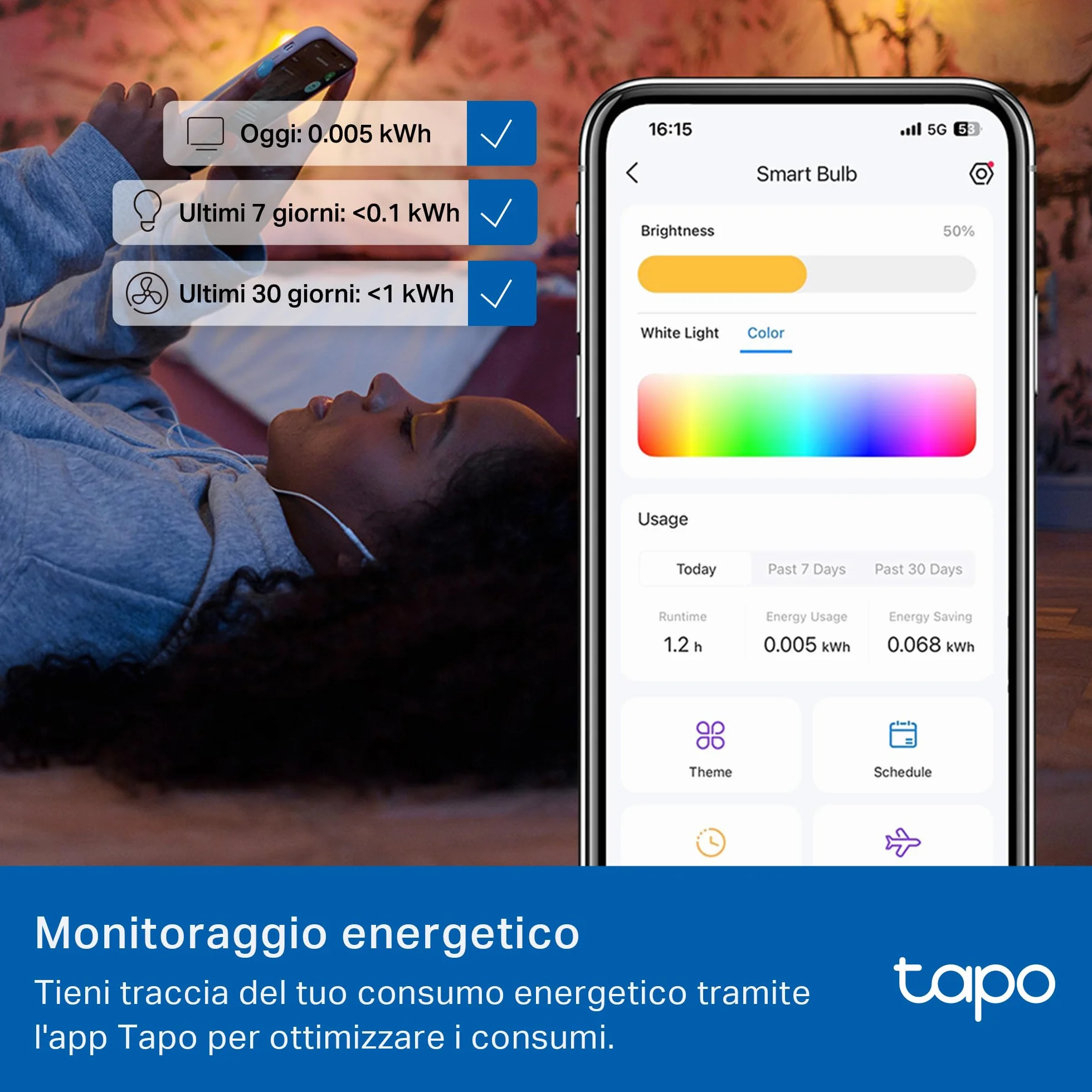 Tapo Żarówka Connected WiFi, wielokolorowa żarówka LED E14 2500K-6500K, możliwość ściemniania 40 W 470 lm, współpracuje z Alexa, sterowanie głosowe, oszczędność energii, L430C.