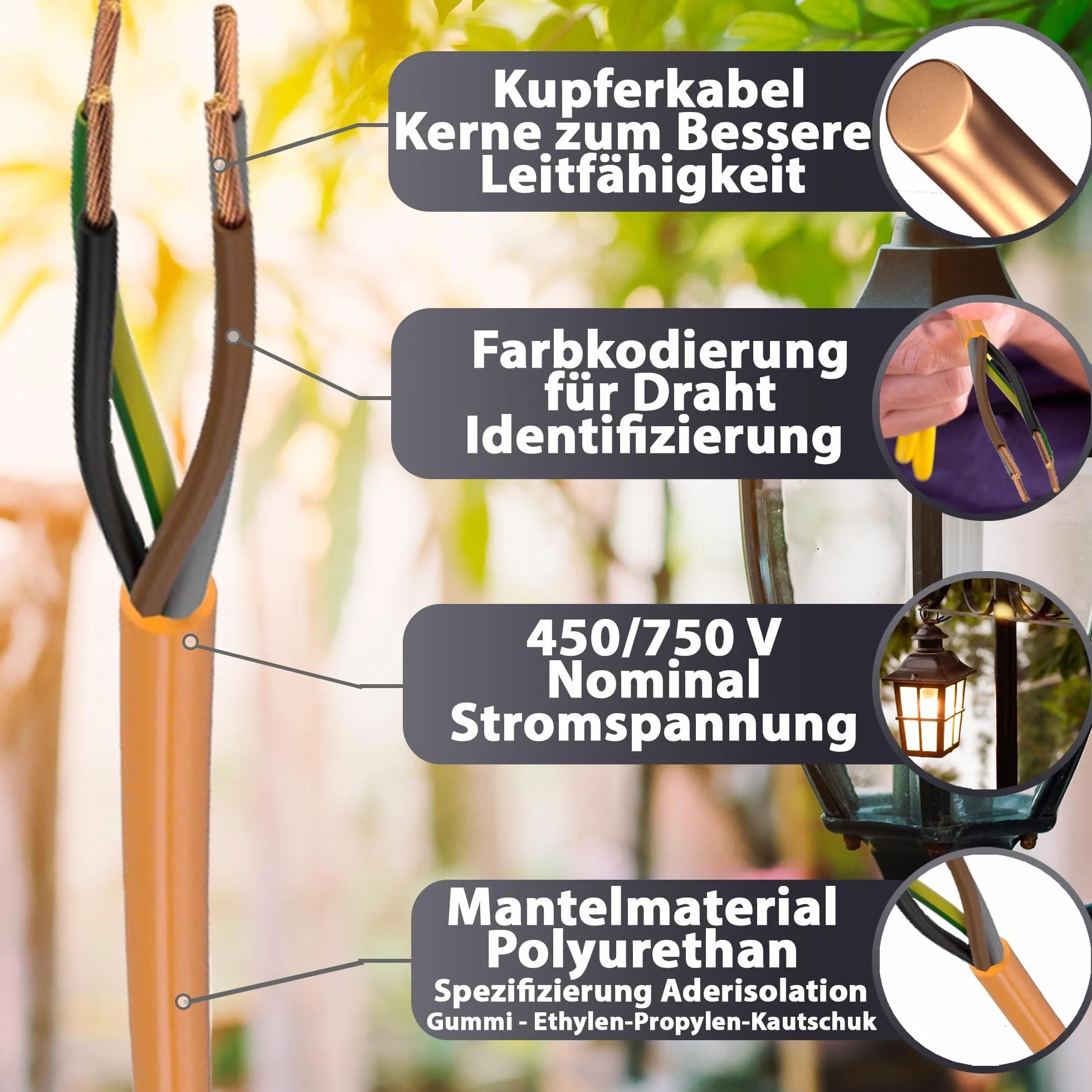 MAS-Premium® przewód PUR H07BQ-F 4G1,5, pomarańczowy, przewód przyłączeniowy do podłączenia urządzeń rolniczych lub komercyjnych, kabel budowlany (130 m)