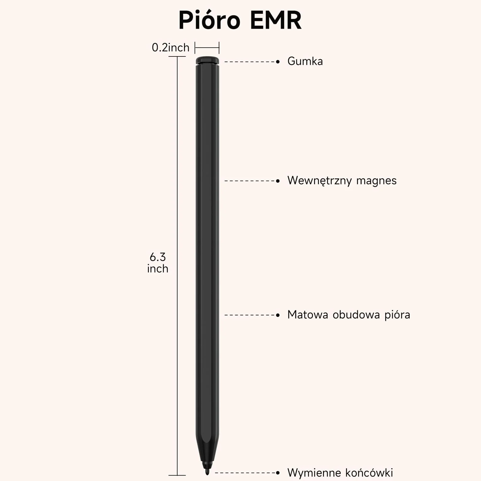 Rysik do Remarkable 2 Pen, Stylus EMR z Gumką, Poziom Nacisku 4096, Odrzucenie Dłoni, Pióro Cyfrowe Kompatybilne z Remarkable 2/1/Kindle Scribe