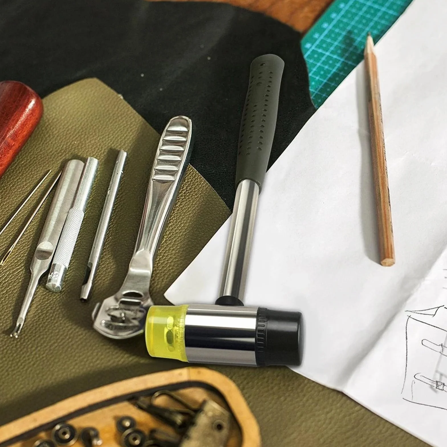 25mm Dwustronny miękki młotek gumowy do wielofunkcyjnego narzędzia ręcznego Twardy plastik i antypoślizgowy plastikowy mini