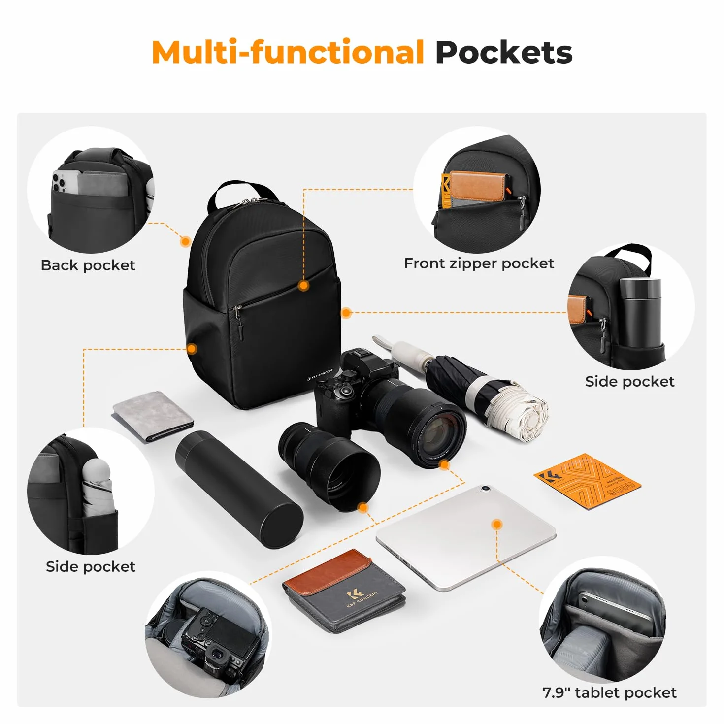 K&F CONCEPT Torba na ramię na aparat, wodoodporny plecak kompaktowy