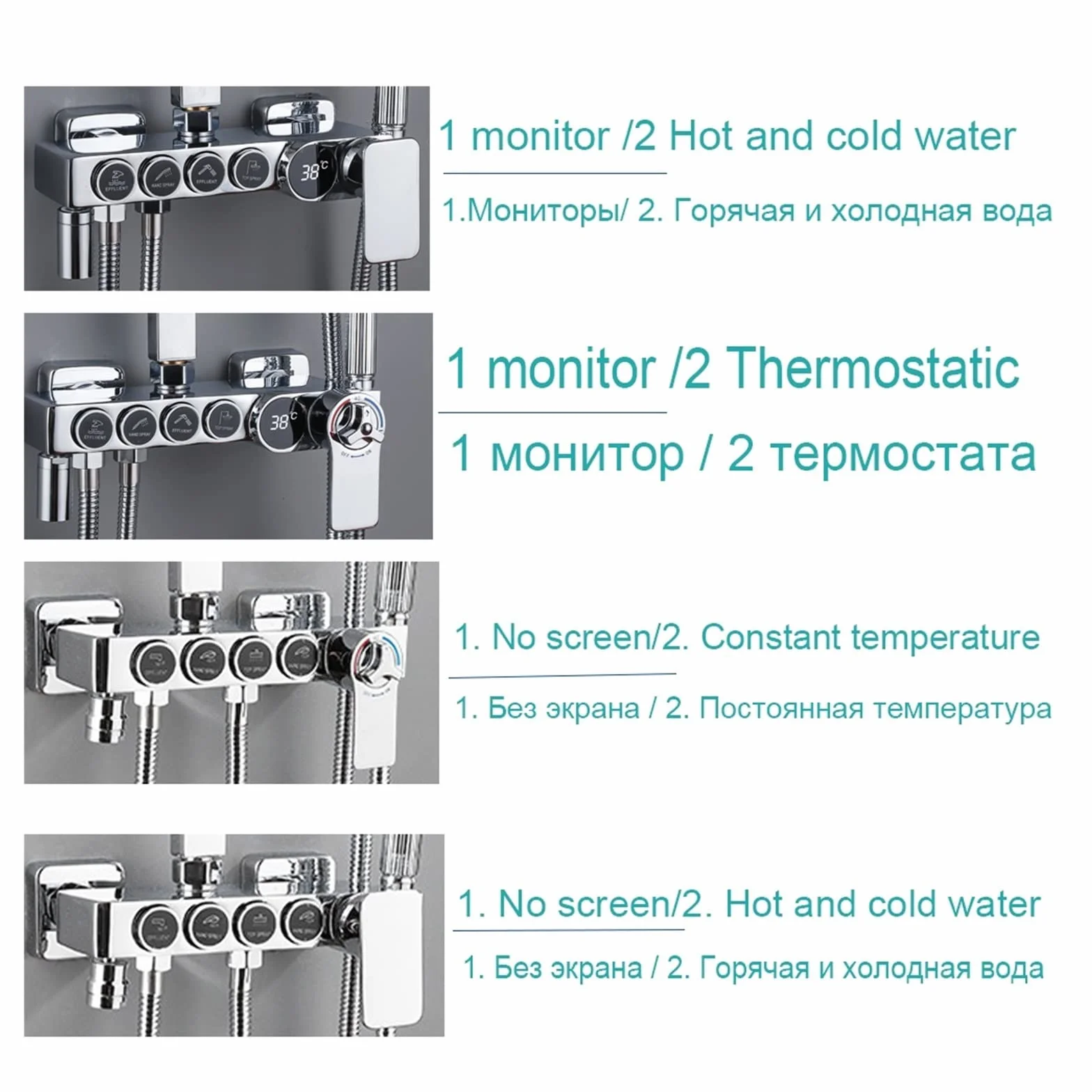 Panel prysznicowy, Wyświetlacz Termostatyczny czarny zestaw baterii do wanny i prysznica Bateria do wanny z półką łazienkową Przepływ wody wytwarza energię elektryczną(Black cold hot)