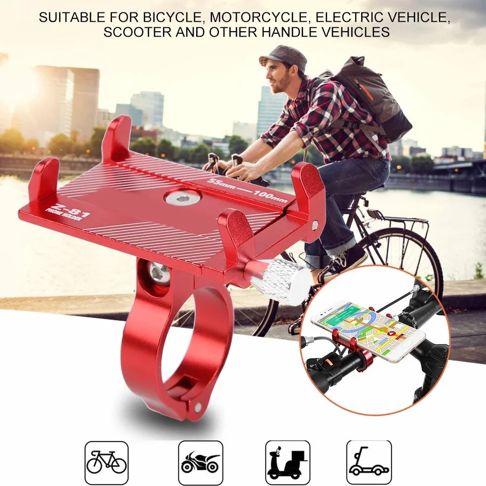 Regulowany uchwyt na telefon rowerowy czerwony do motocykla i skutera