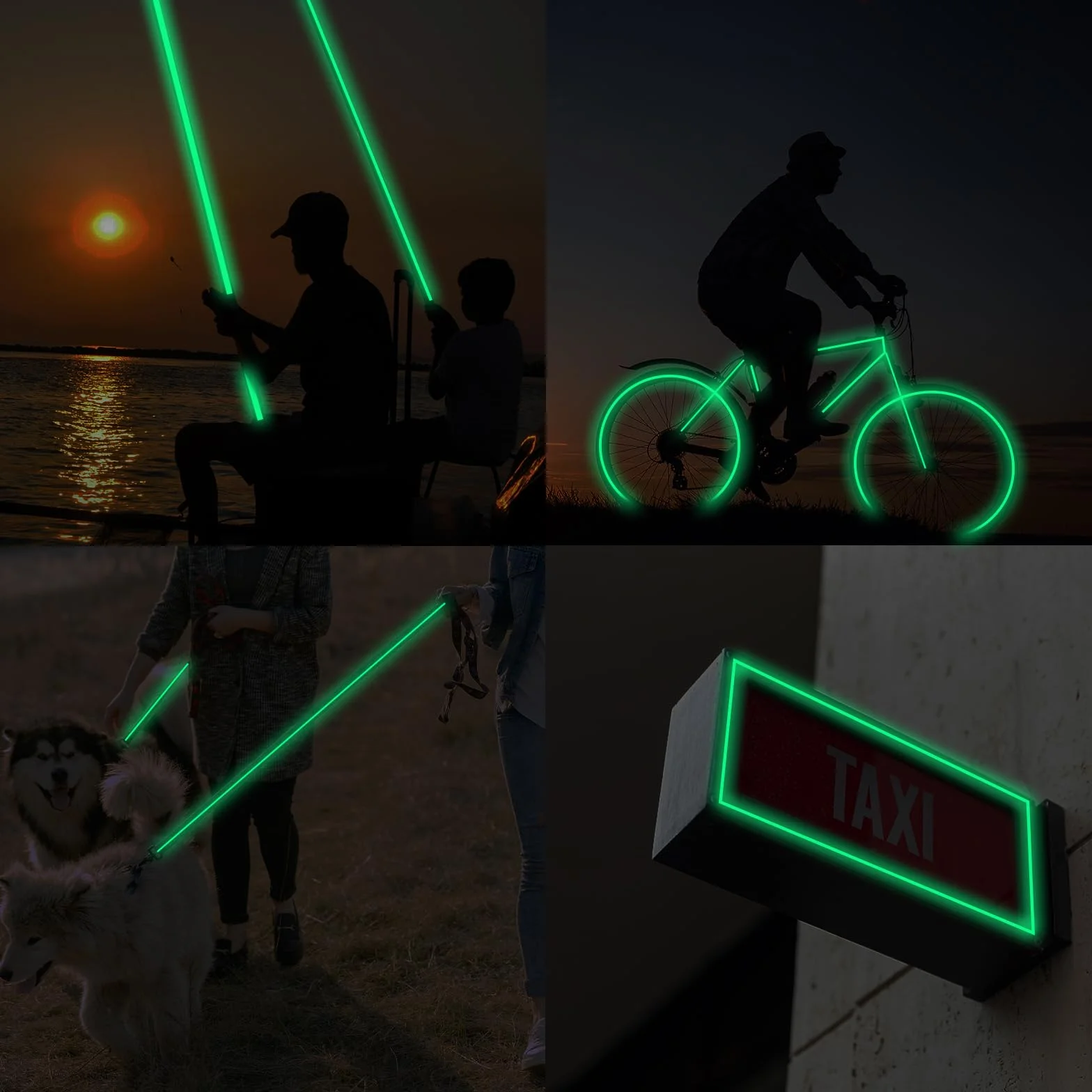 Fluorescencyjna taśma klejąca, zielone światło, świecąca taśma, neonowa taśma samoprzylepna, neonowa taśma świecąca w ciemności, na schody, oświetlenie drzwi i ścian