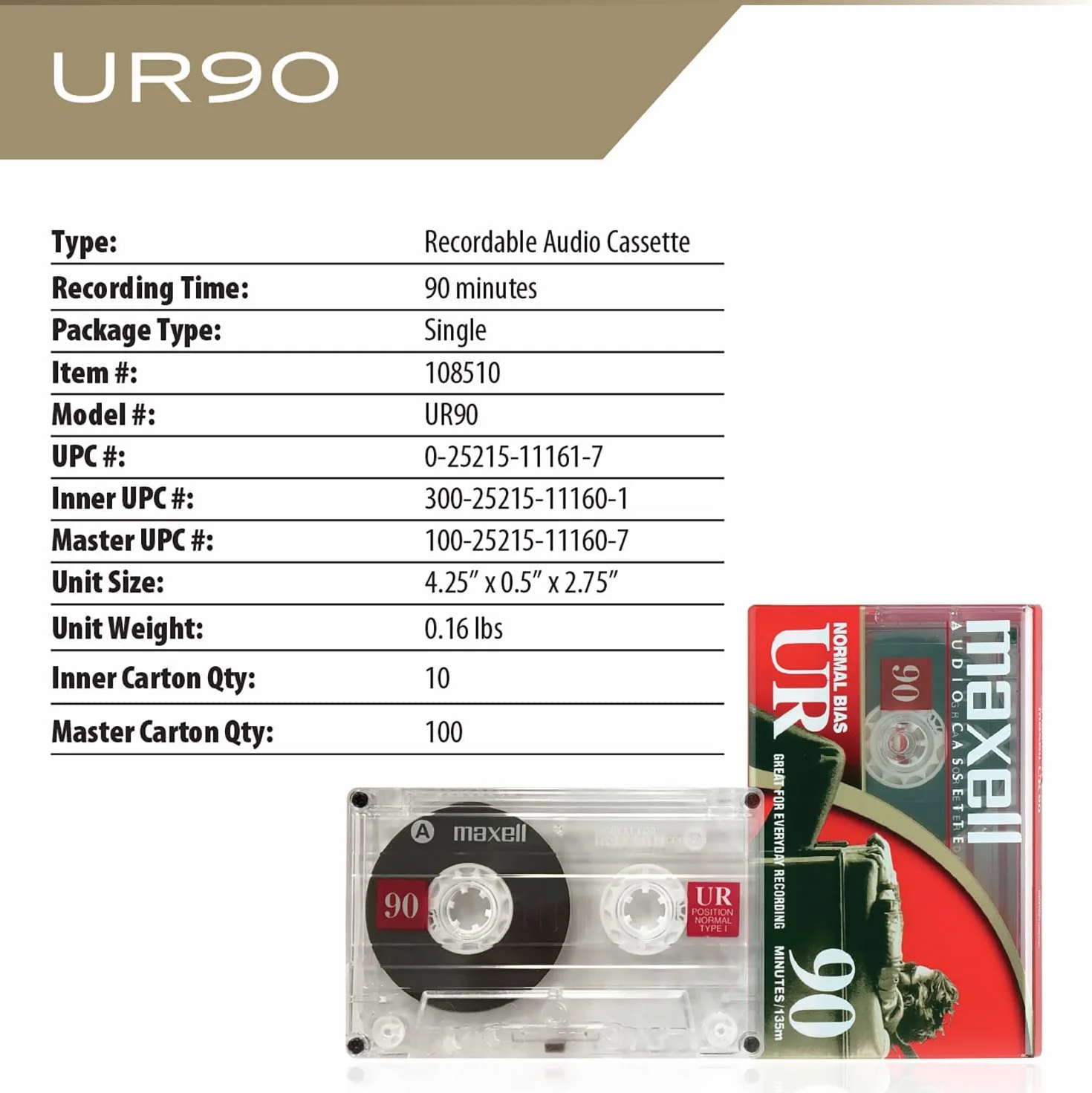 Maxell UR-90 5PK Kasety audio 90 minut z etui