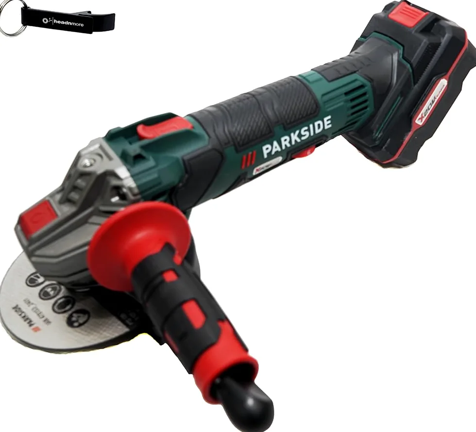 PARKSIDE® 20 V szlifierka kątowa PWSA 20-Li D4 w zestawie akumulator 4 Ah + breloczek do kluczy HEADNMORE® w pakiecie HEADNMORE®