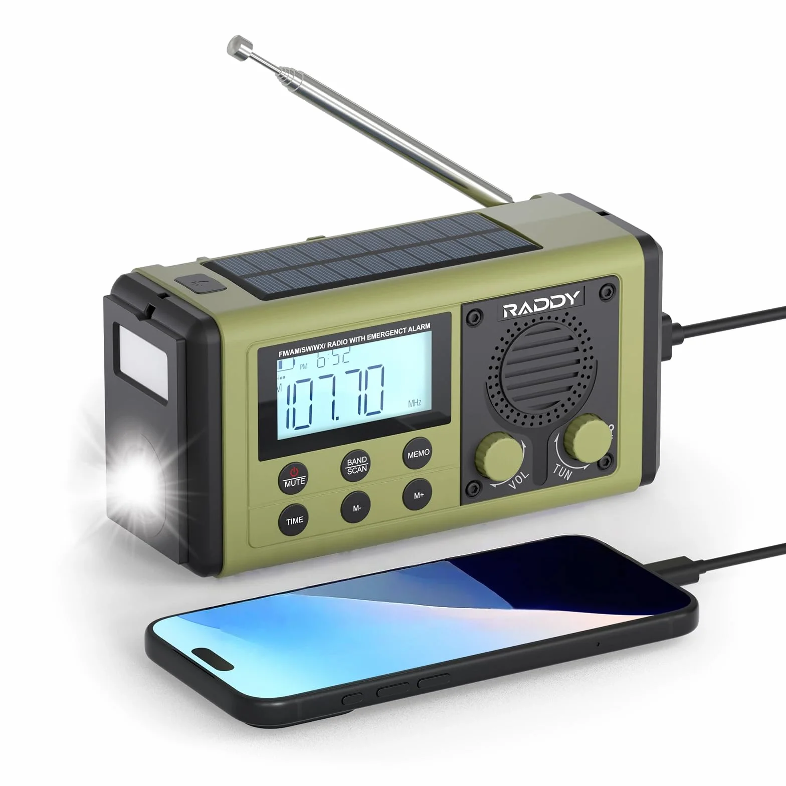 Raddy SH-908 radio awaryjne 10000 mAh wodoodporne zielone