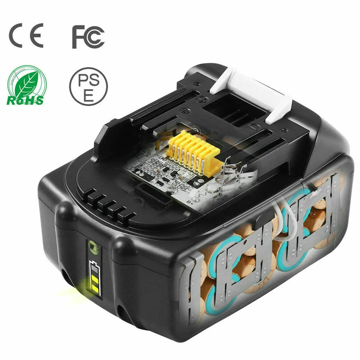 2 x wymienne baterie BL1850B 5000 mAh + ładowarka 18V 5 Ah do Makita DC18RC 3A, kompatybilne z BL1860B, BL1830B, do kosiarek DLM431Z, DLM380Z, DUC353Z, DHR171Z, DHP482Z