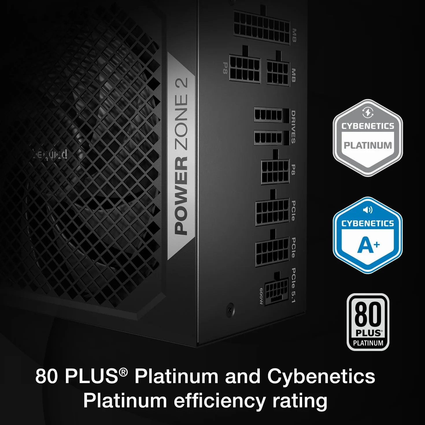 be quiet! Power Zone 2 zasilacz sieciowy 1000 W 80 Plus Platinum Cybenetics Platinum chłodzenie półpasywne Pure Wings 3 wentylator 140 mm PCIe 5.1 ATX