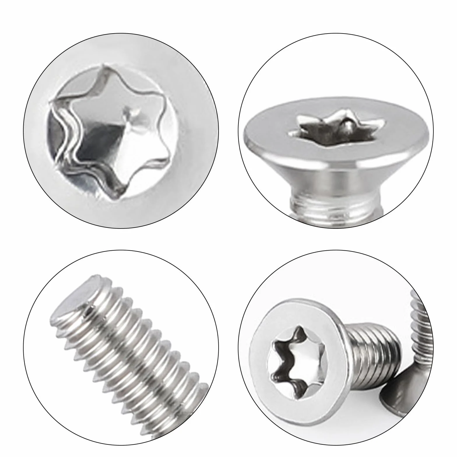 20 Sztuk Śrub z lbem Wpuszczanym M8x12mm, Wkręty Torx M8 ze Stali Nierdzewnej A2 V2A, z Napędem Sześciokątnym, Sruby z łbem Płaskim,z Główką w Kształcie Gwiazdy