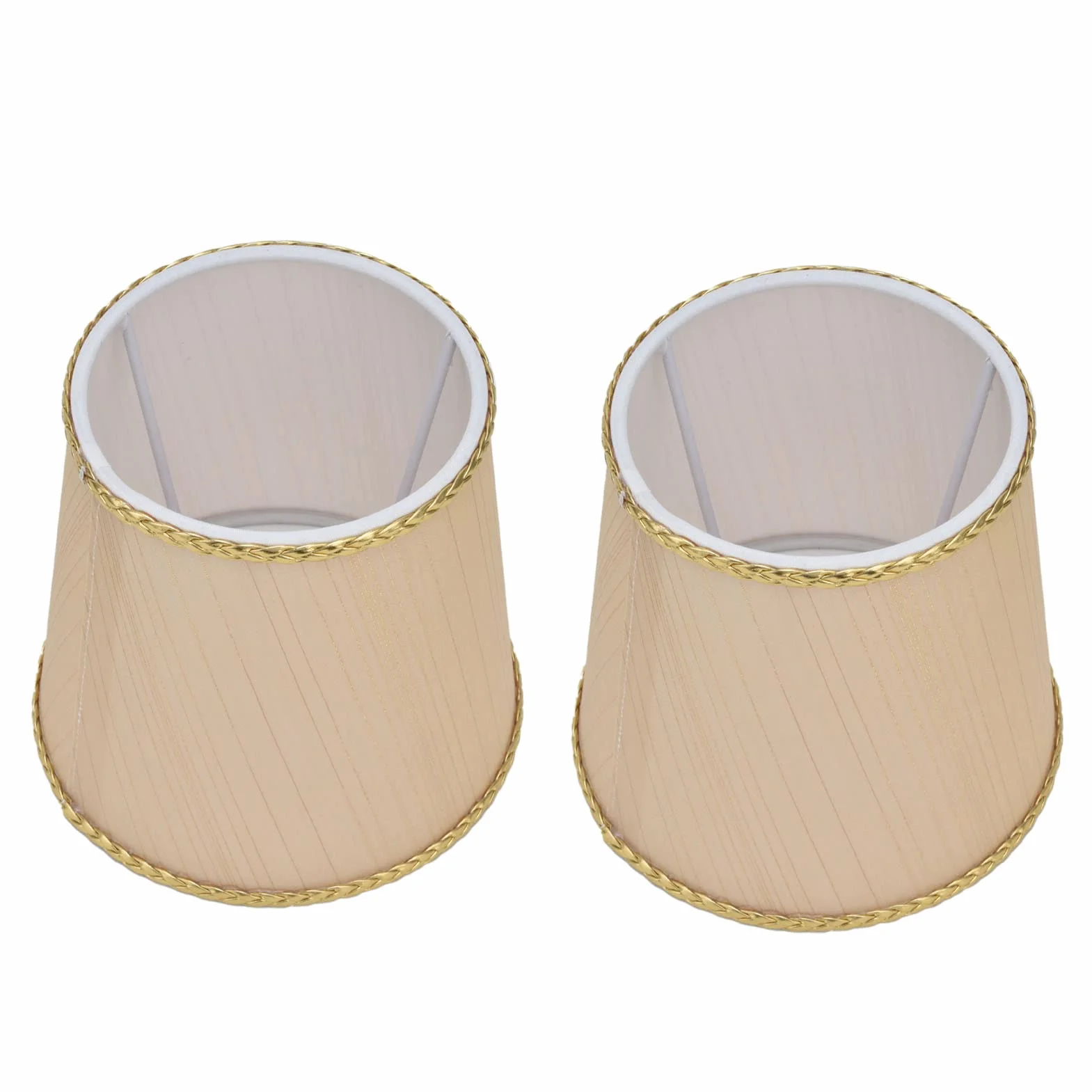 Mały Abażur, Materiałowy Abażur do Lampy Stołowej/podłogowej Mały Abażur Materiałowy Beżowy Abażur ze złotą krawędzią do Lampy Stołowej E14, Lampy Podłogowe