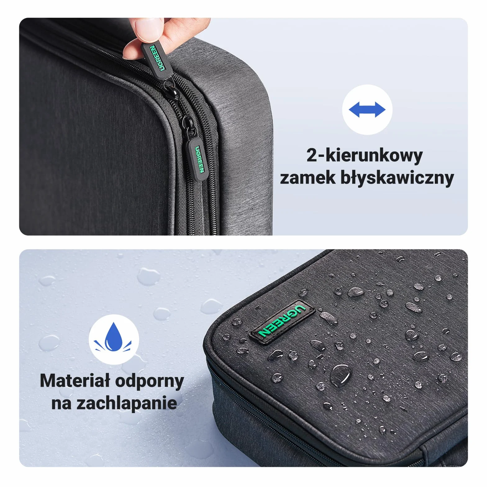 UGREEN Torba na elektronikę Organizer podróżny 3-warstwowa na kable, ładowarkę, powerbank, tablet