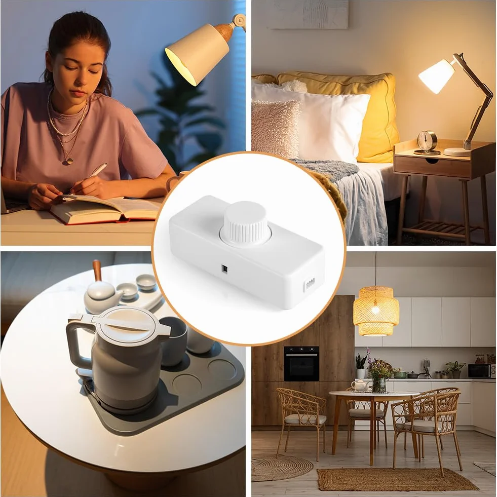 AXFEE Ściemniacz LED, 1 przełącznik, 220 V-240 V, obrotowy włącznik/wyłącznik, ściemniacz liniowy, odpowiedni do domu, 3-100 W, ściemniane diody LED, żarówki halogenowe, sufitowe, żarowe (biały)