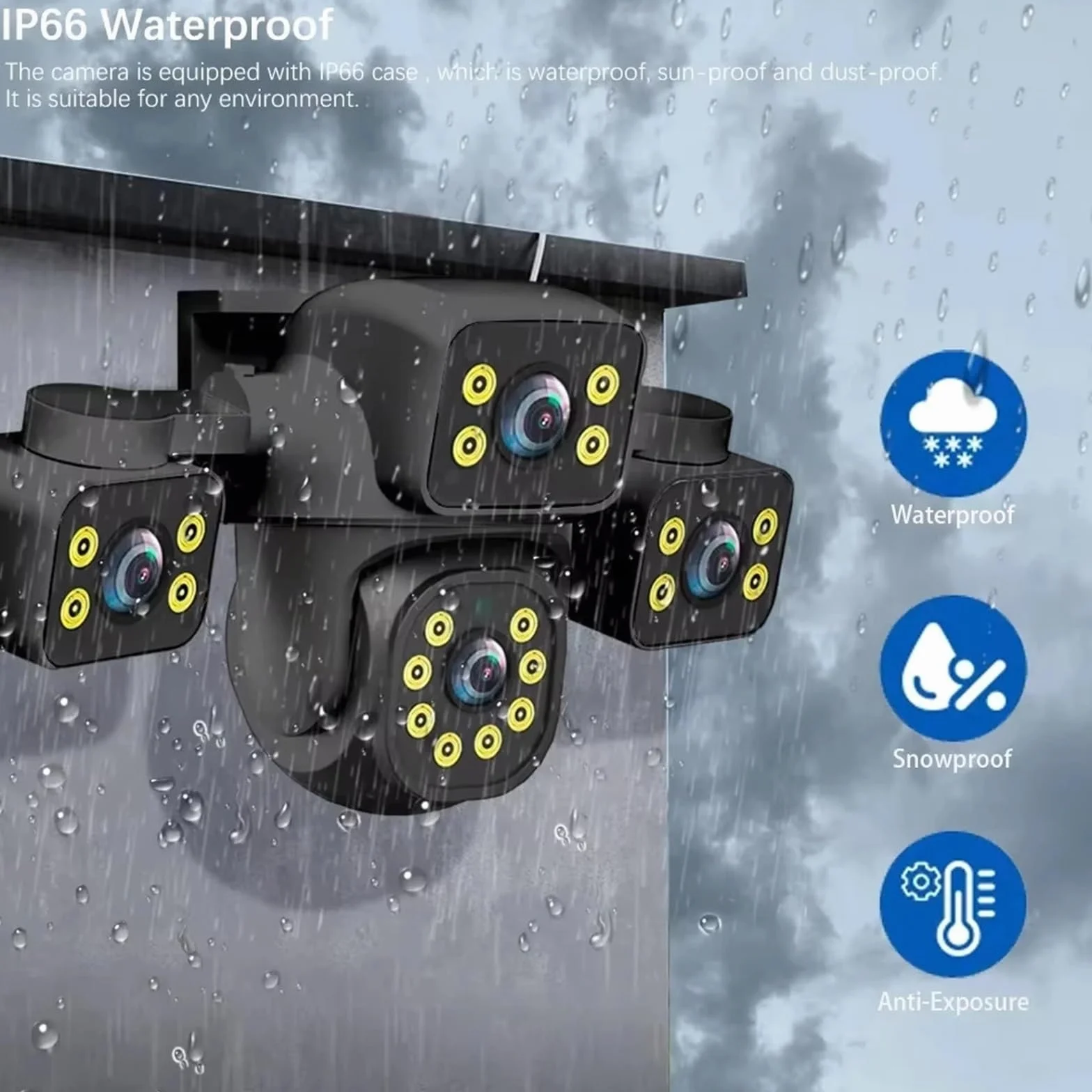 Nadzór wideo z 3 obiektywami Kamera 15MP Sieć Wi-Fi Kamera CCTV Bezprzewodowy Monitor 360° Zewnętrzne wodoodporne kamery bezpieczeństwa | 15MP WIFI NO Card