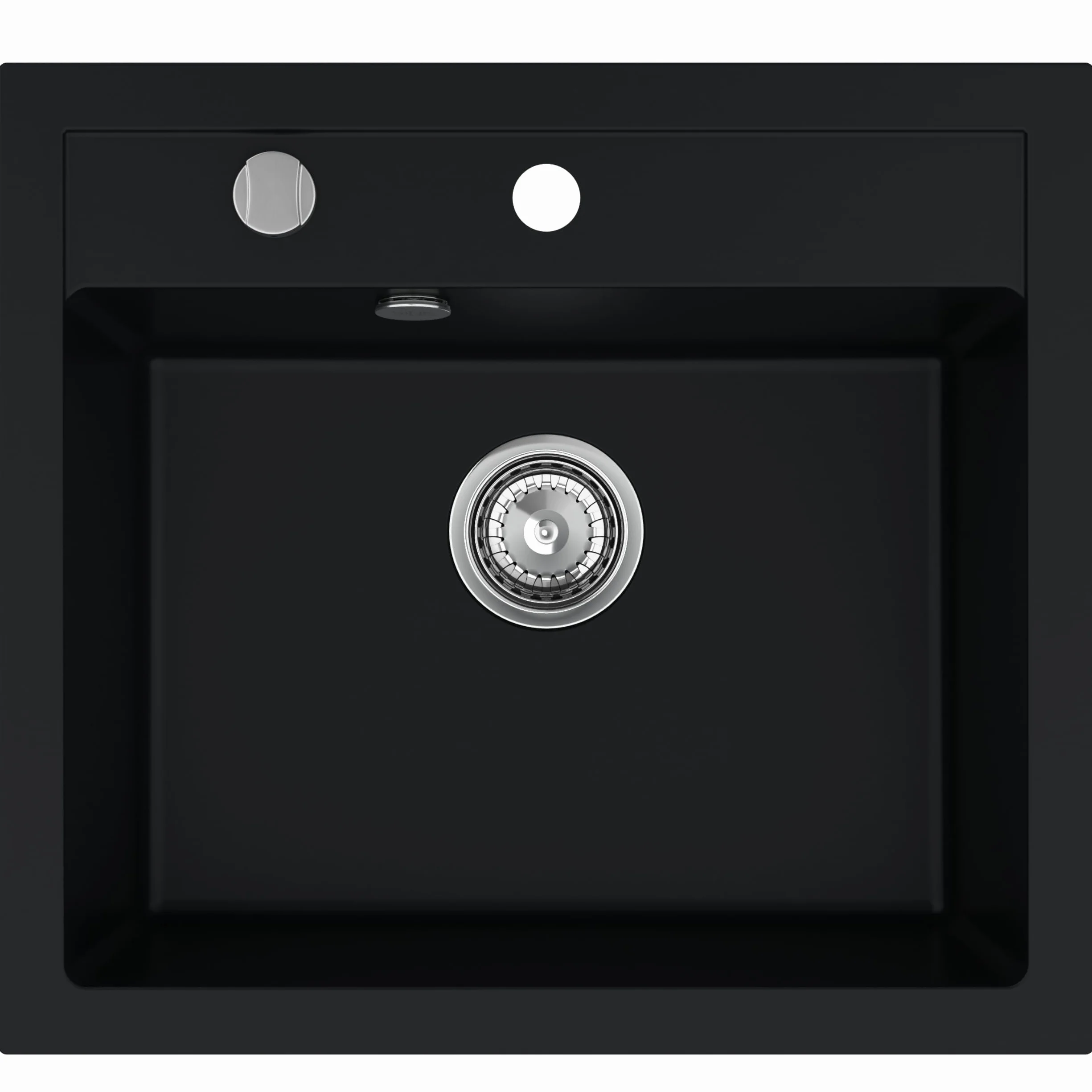 SINK QUALITY zlewozmywak granitowy czarny 56 x 51 cm - w zestawie syfon automatyczny i Impregnate - Umywalka do kuchni - zlewozmywak do szafki pod umywalkę 60 cm zlew granitowy do kuchni