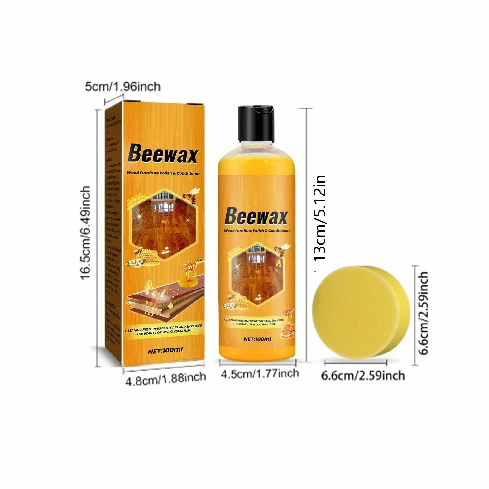 Bee’s Wax Furniture Agent, 100ml Natural Beeswax Wood, Shine and Protect Tables, Baseboards, Cabinets, Long-Lasting Fingerprint Remover
