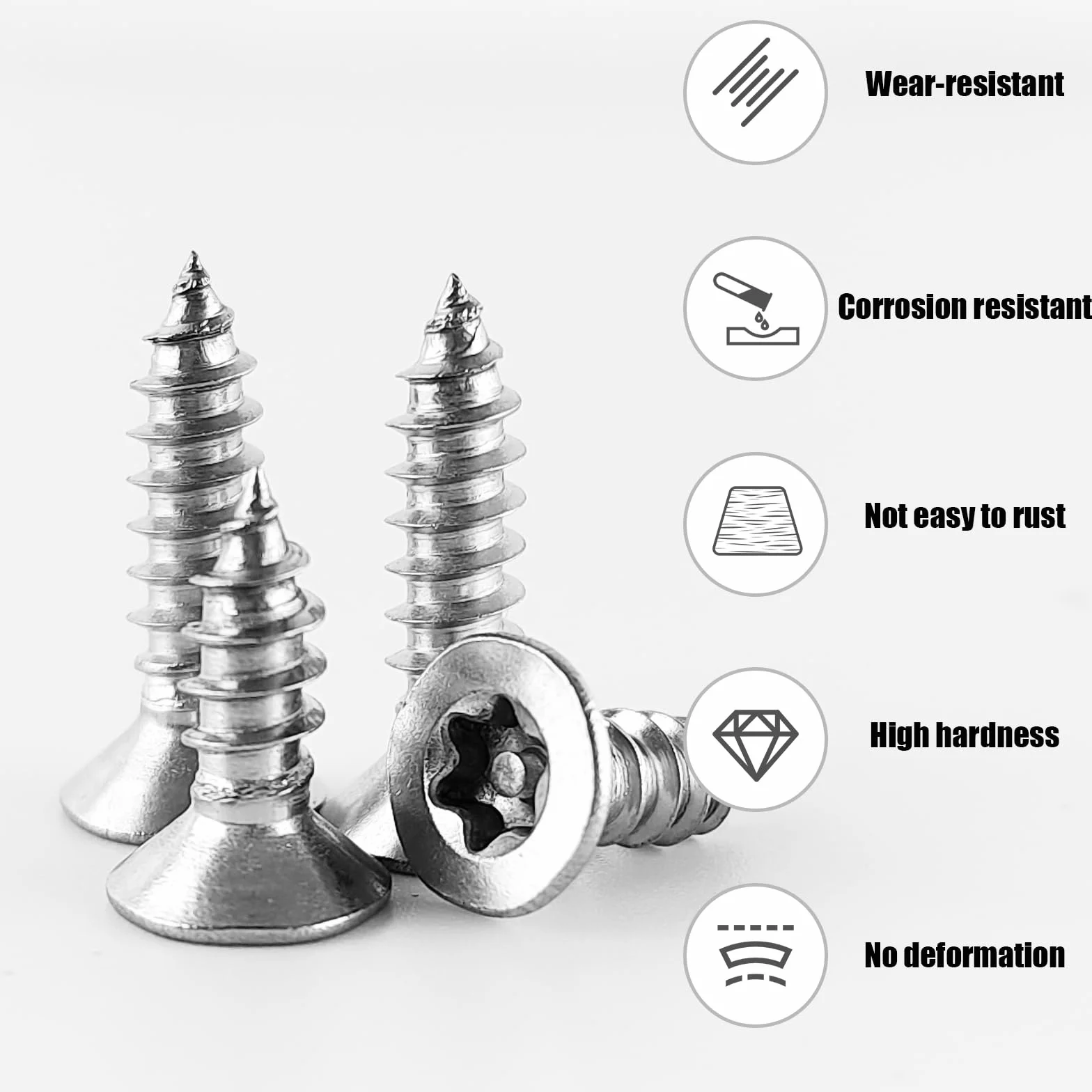 180 sztuk wkrętów do drewna, ze stali nierdzewnej, Torx, uniwersalne wkręty do płyt wiórowych, wkręty Torx, 4 x 12 mm i 4 x 16 mm, wkręty do drzwi, okien i mebli, 180 sztuk