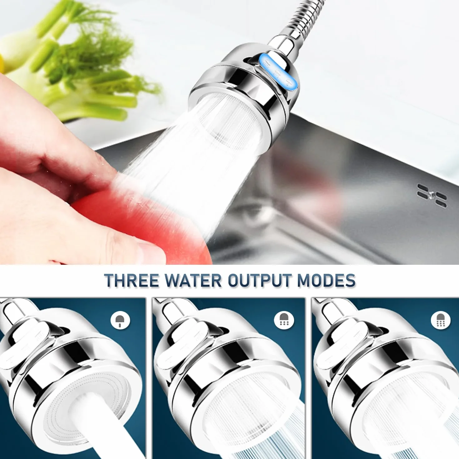 Aerator Bateria Kuchenna Uniwersalny 3 Rodzaje Wyloty Wody Z Wąż Ze Stali Nierdzewnej Elastyczny Aerator Do Kranu Dyfuzor Kran Kuchenny Aerator Kran