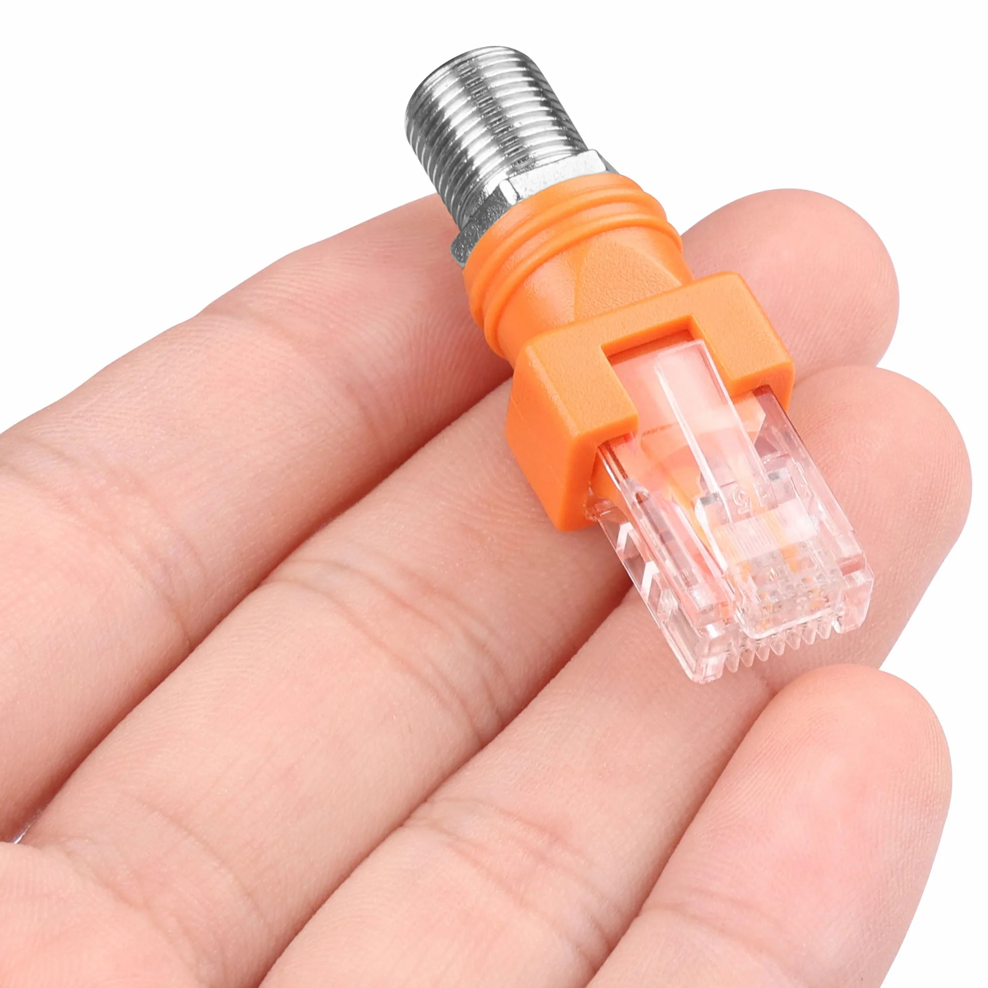 CERRXIAN Adapter koncentryczny F na RJ45 męski R-F do testera linii pomarańczowy