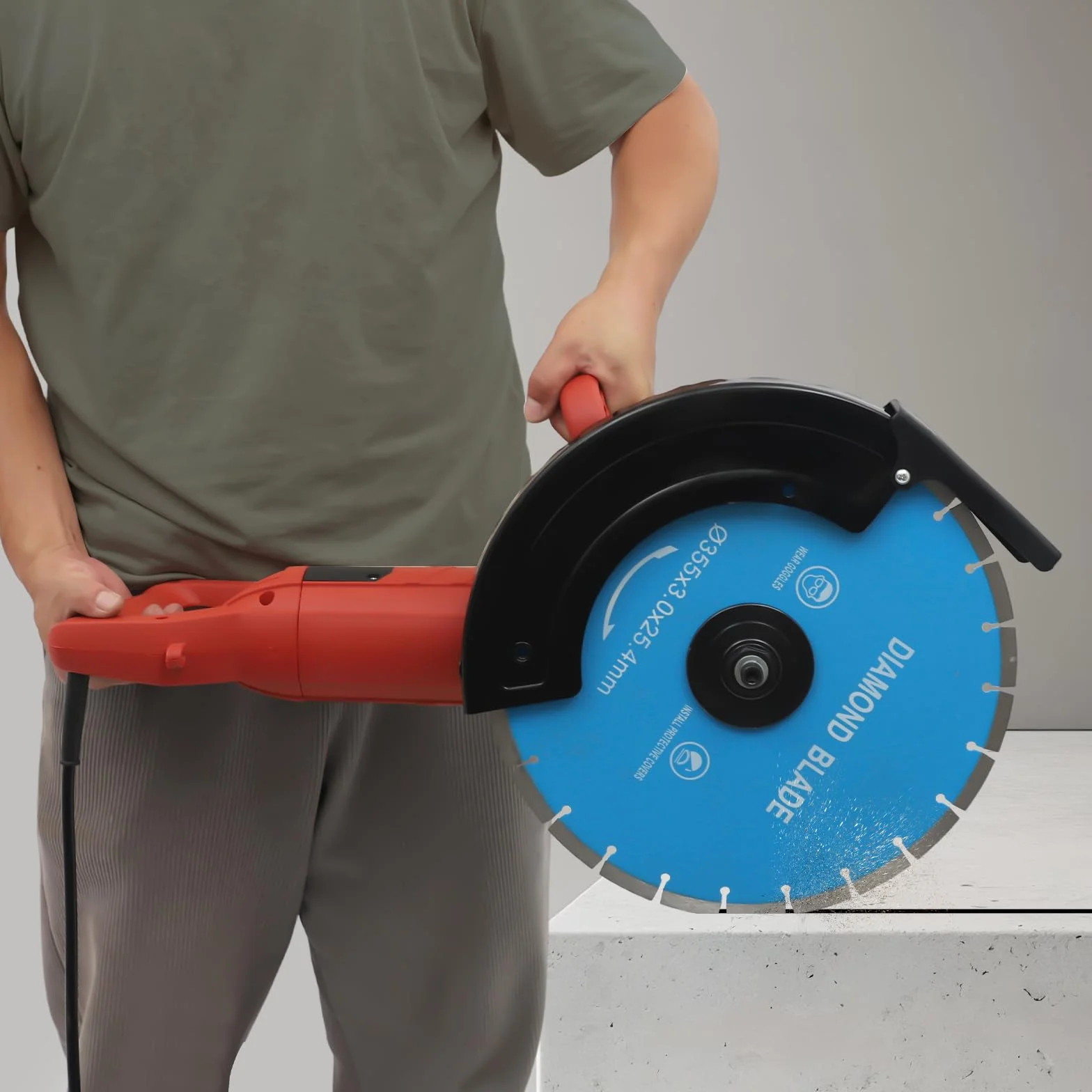 Piła do betonu elektryczna piła tarczowa 3000 W, 350 mm, piła tarczowa na mokro i na sucho, głębokość cięcia 135 mm, maszyna do cięcia kamienia z rurą wodną, pompą wodną, brzeszczotem, do kamienia i