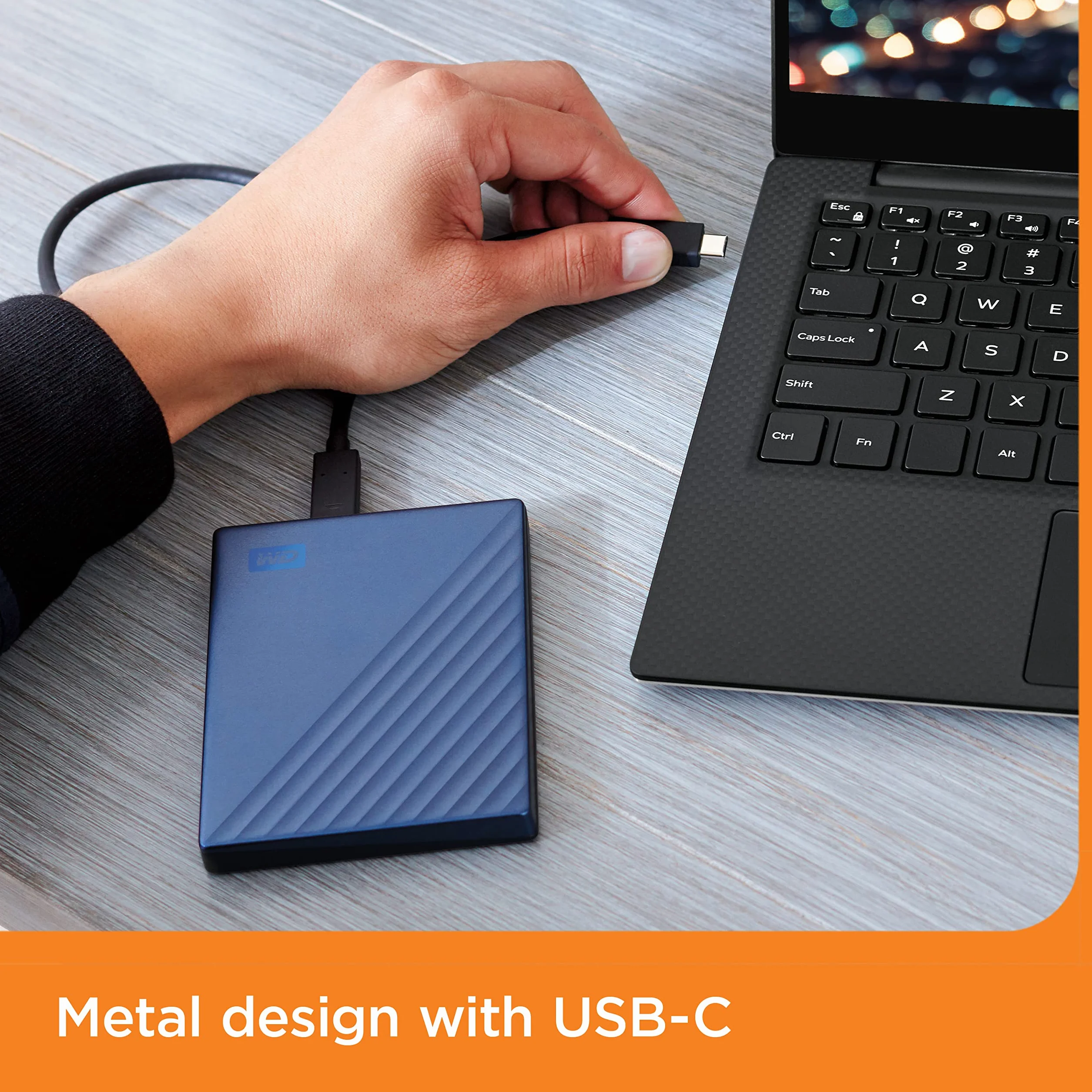 WD 2TB My Passport Ultra Portable HDD USB-C with software for device management, backup and password protection - Blue, Works with PC, Xbox X, Xbox S, PS4 and PS5