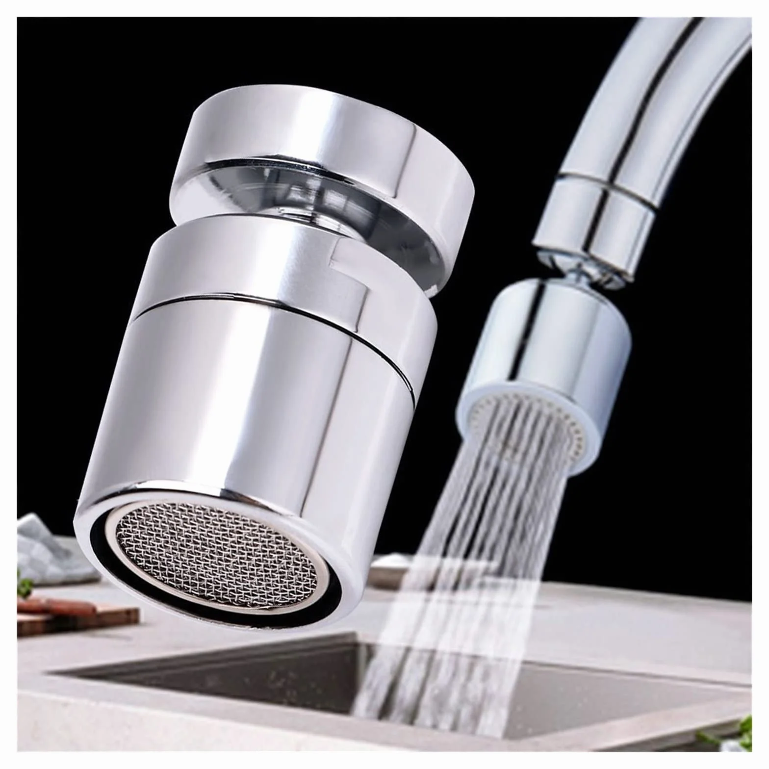 Perlator do kranu Adapter do kranu 1 szt. Bateria kuchenna i łazienkowa Aerator, elastyczny stopień Aerator Wylot z opryskiwaczem Obrotowy kran Oszczędzający wodę Głowica dyszy Bateria zlewozmywakowa