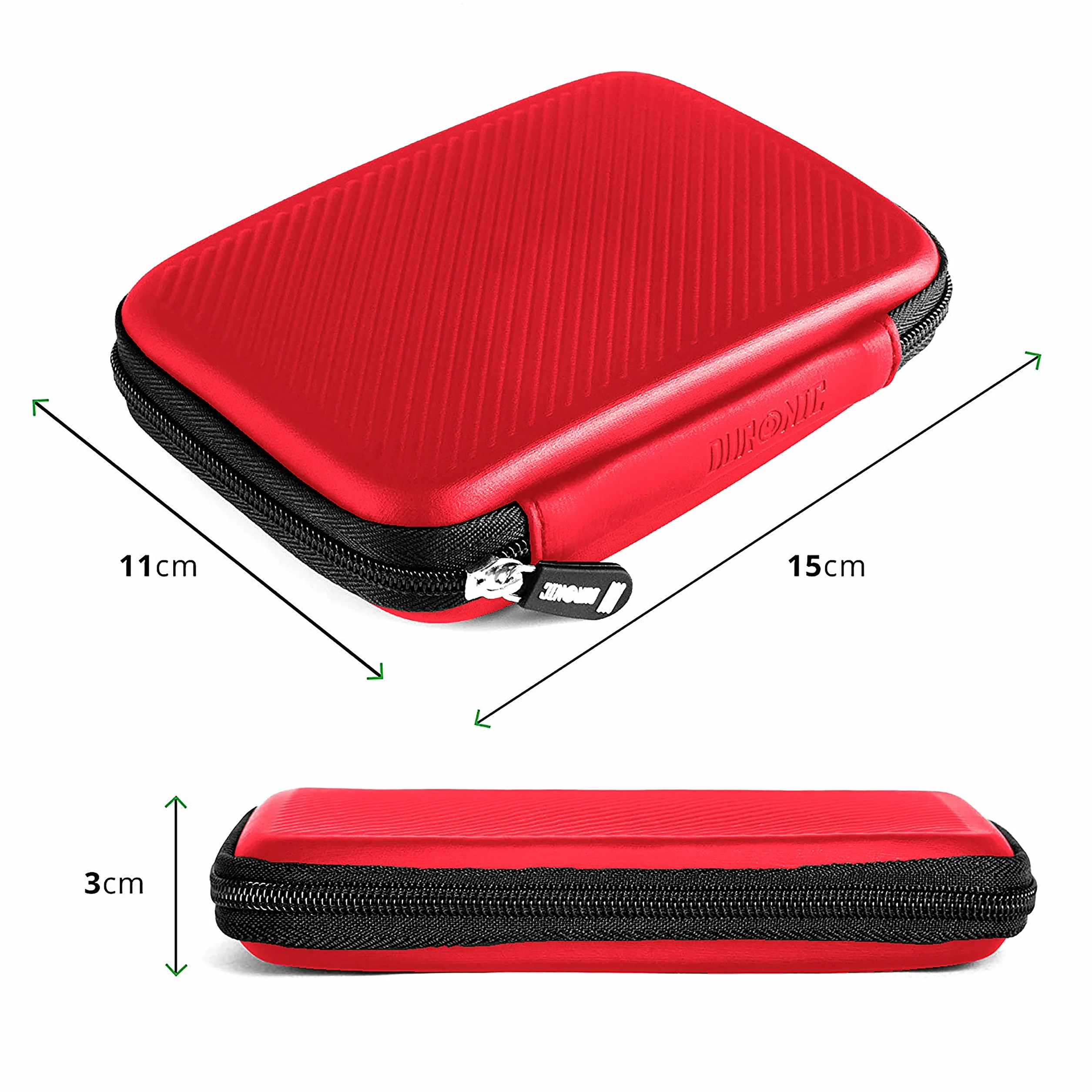 Duronic Etui na dysk twardy HDC2/RD czerwony przenośne EVA na zewnętrzny dysk twardy i kable odpowiednie dla Western Digital Toshiba Buffalo Hitachi