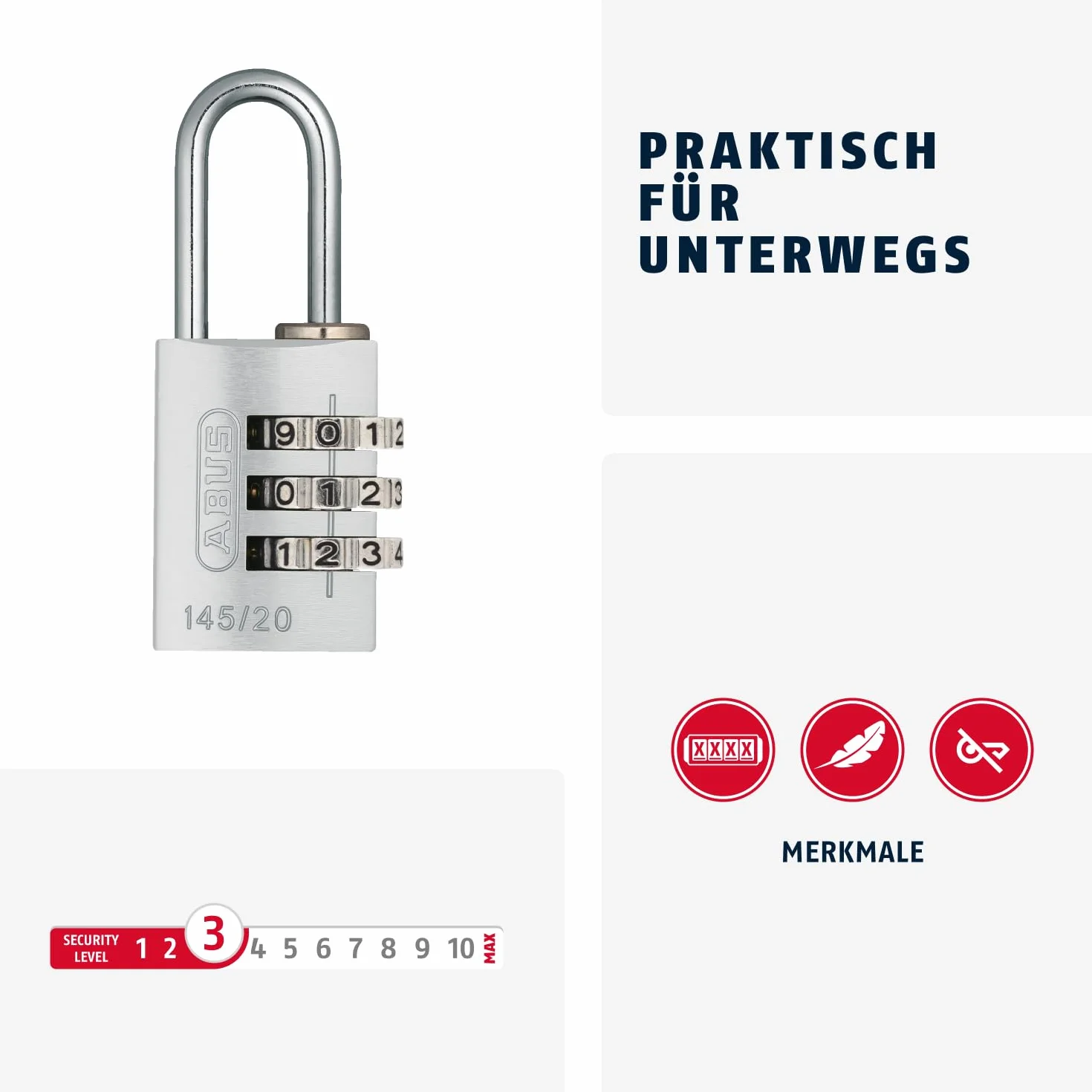 ABUS AB145/20 TITANIO 466137 kłódka, szara