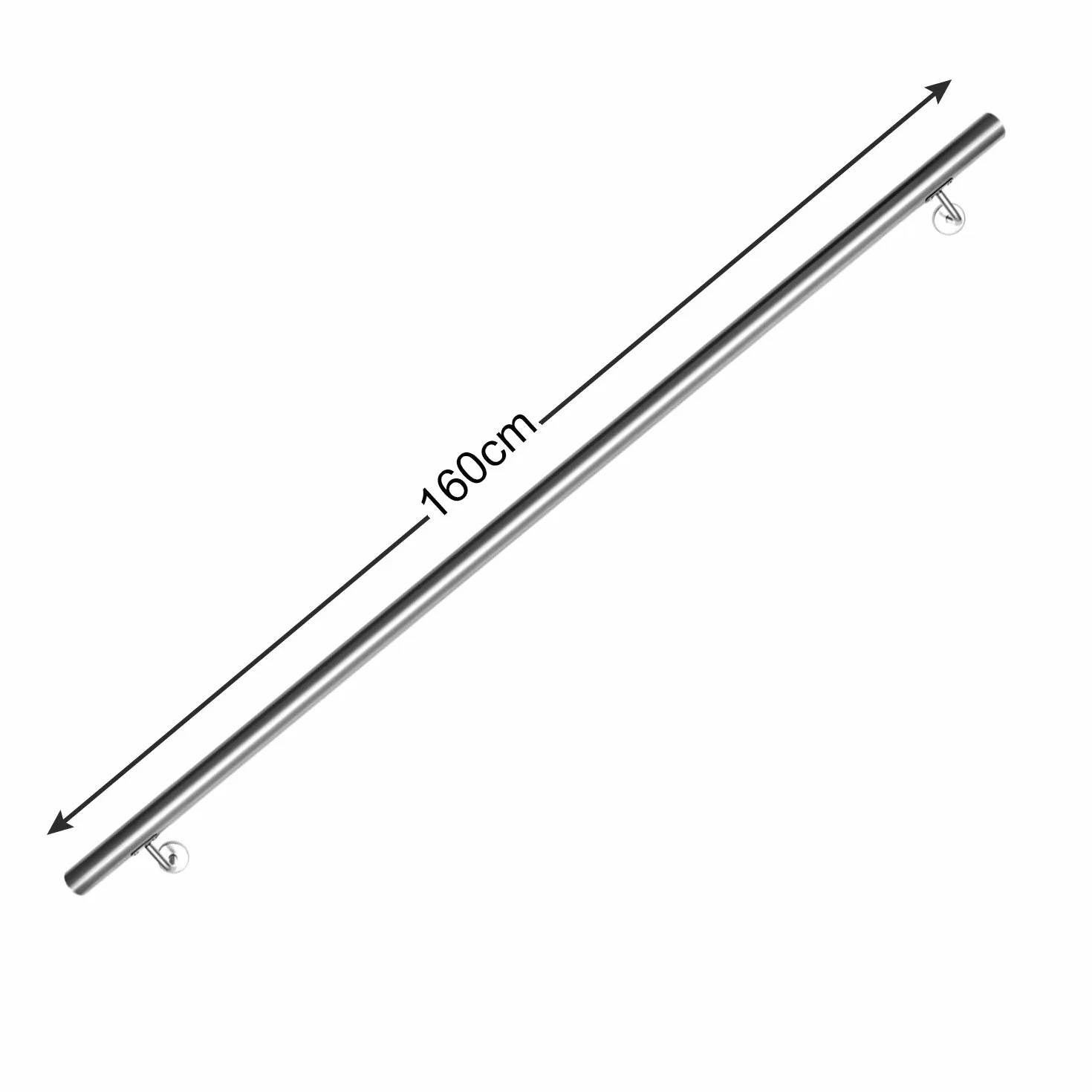 Poręcz schodowa ze stali nierdzewnej, antypoślizgowa poręcz 160 cm, poręcz ścienna do użytku na zewnątrz i wewnątrz, z uchwytami ściennymi, materiał montażowy