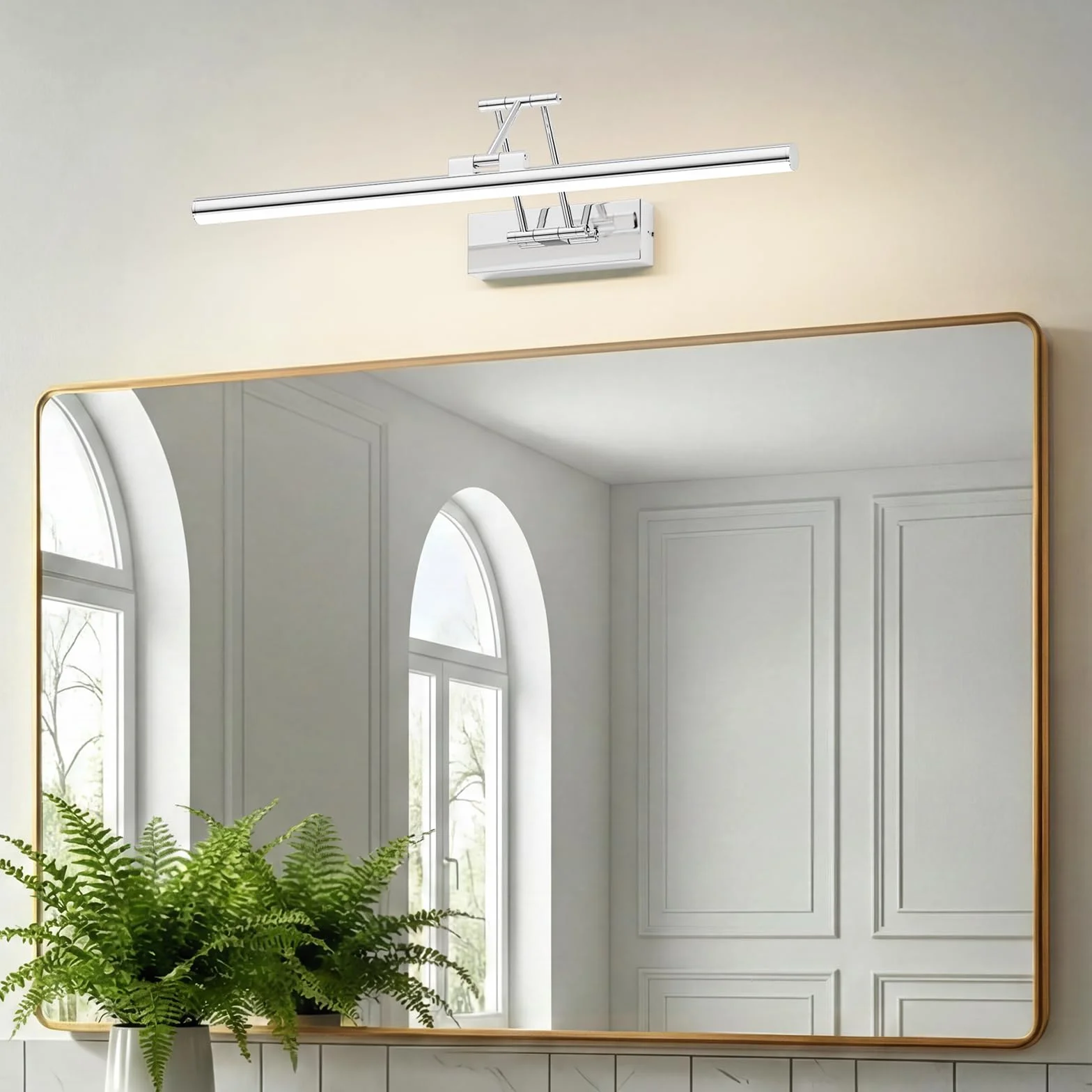 Klighten Lampa lustrzana LED łazienkowa 50 cm, obrotowe lampy lustrzane do łazienki IP44, oświetlenie lustra łazienkowego 16 W 1200 lm, oświetlenie lustra łazienkowego LED