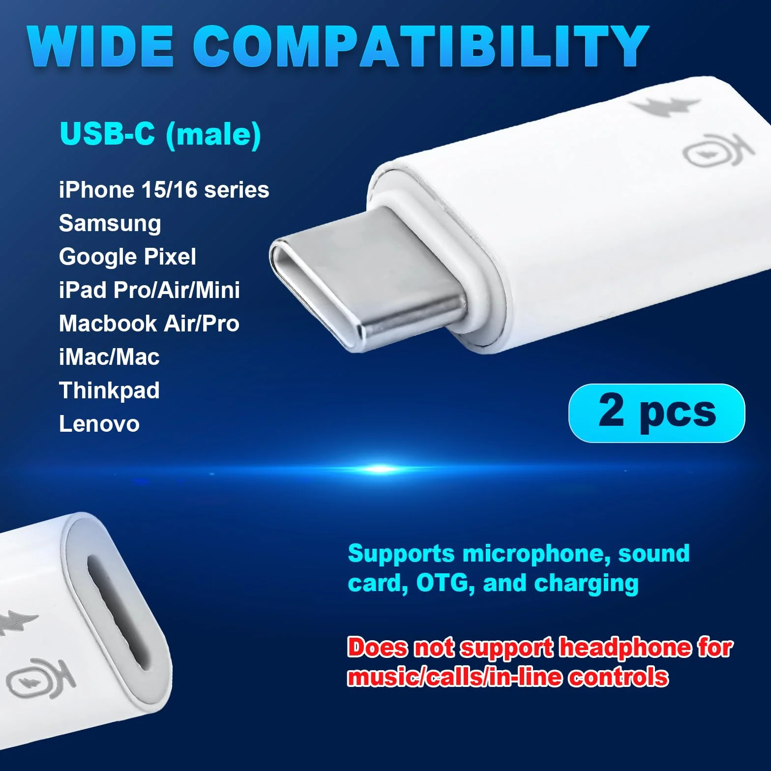 Adapter Żeński na USB-C Męski OTG Mikrofon Karta Dźwiękowa Ładowania Kompatybilny z iPhone 17 16 15 iPad