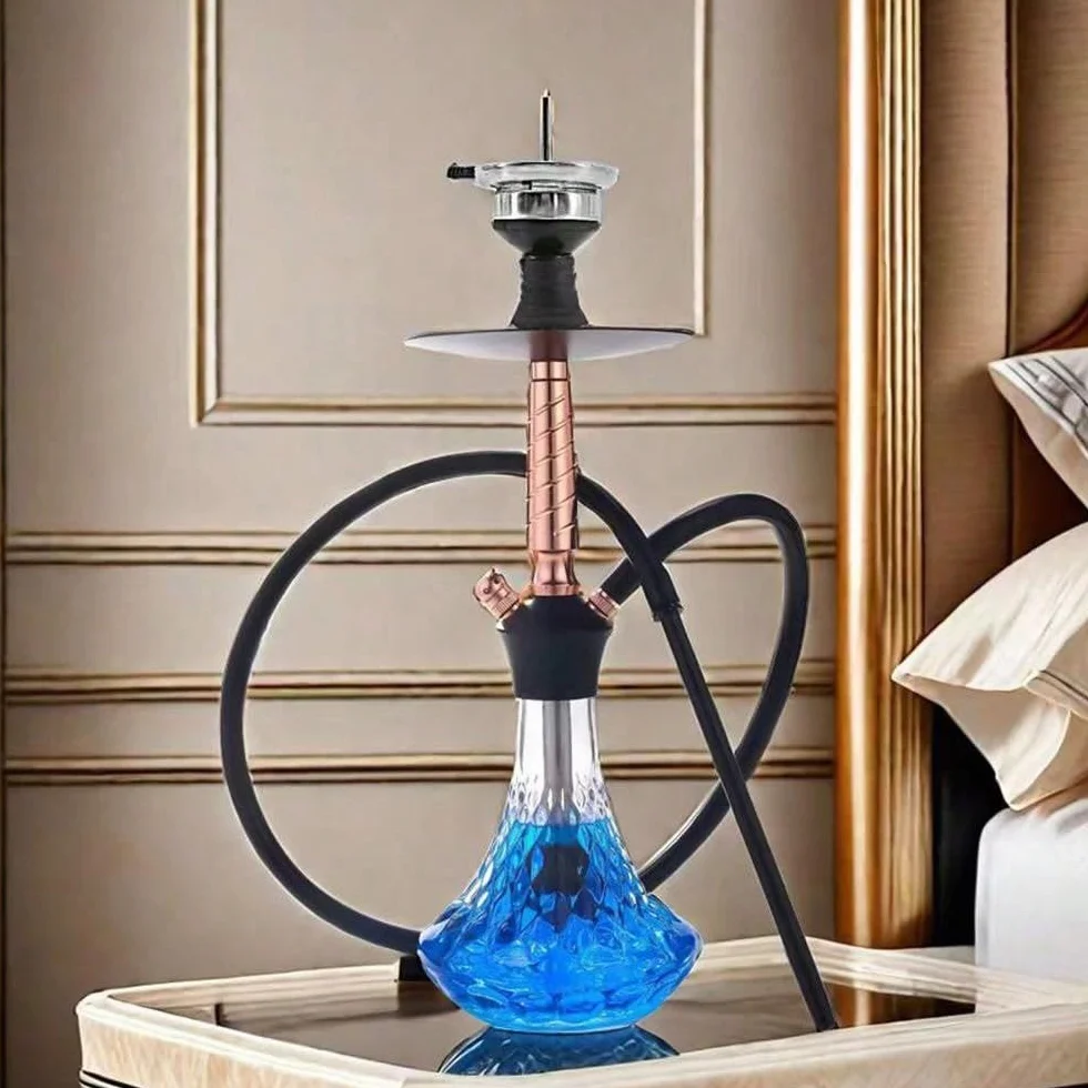 RMAN Shisha mini aluminiowa mała szisza zestaw z wężem silikonowym, głowicą komina, nasadką do komina, ustnikiem, ze stali nierdzewnej, do rurki zanurzeniowej, dyfuzora, szczypce