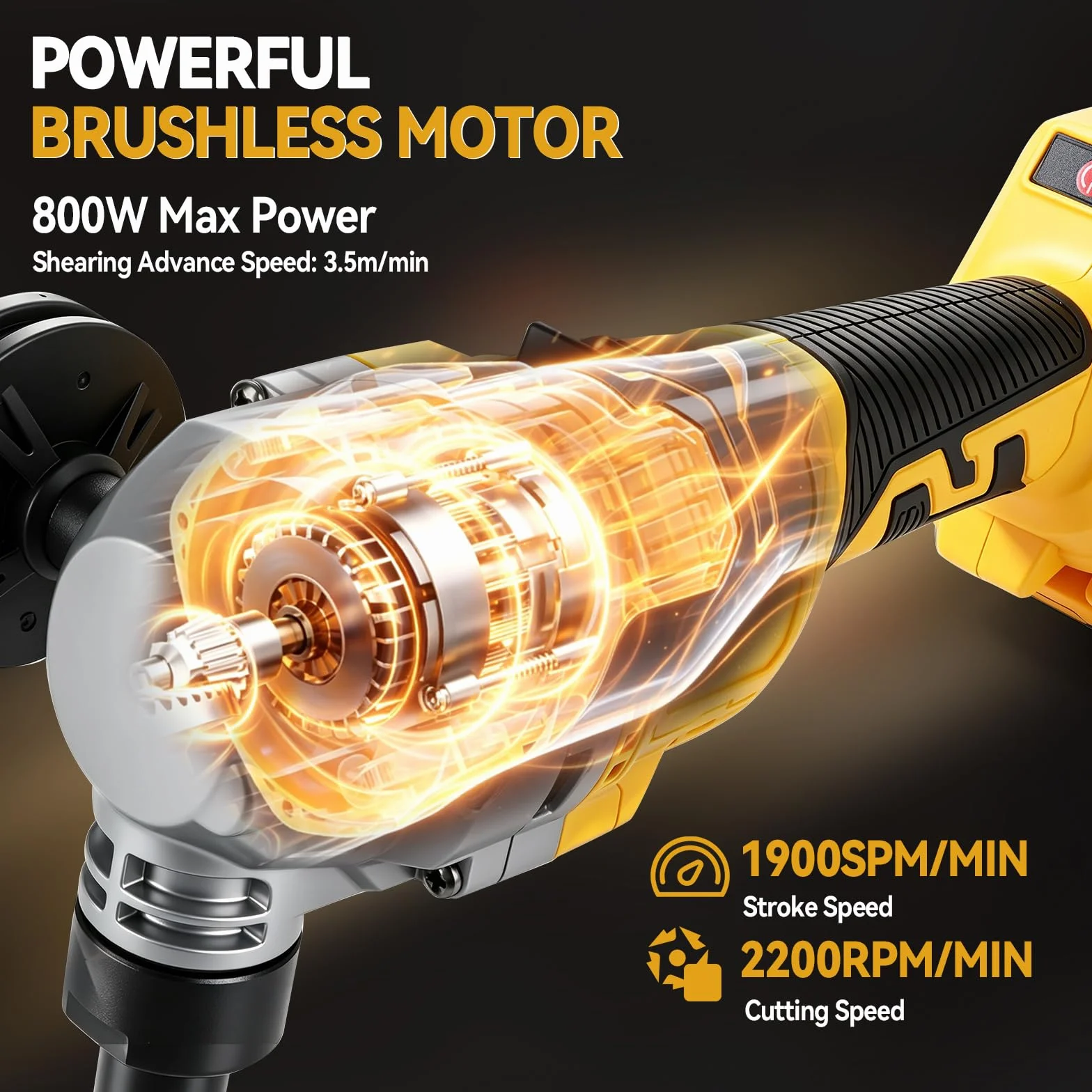 Akumulatorowe nożyce do blachy, kompatybilny z Dewalt 18/20 V, 2200 obr./min, 800 W, bezszczotkowe nożyce do metalu, obracany o 360°, 3-stopniowy stopień cięcia stali nierdzewnej, aluminium (bez