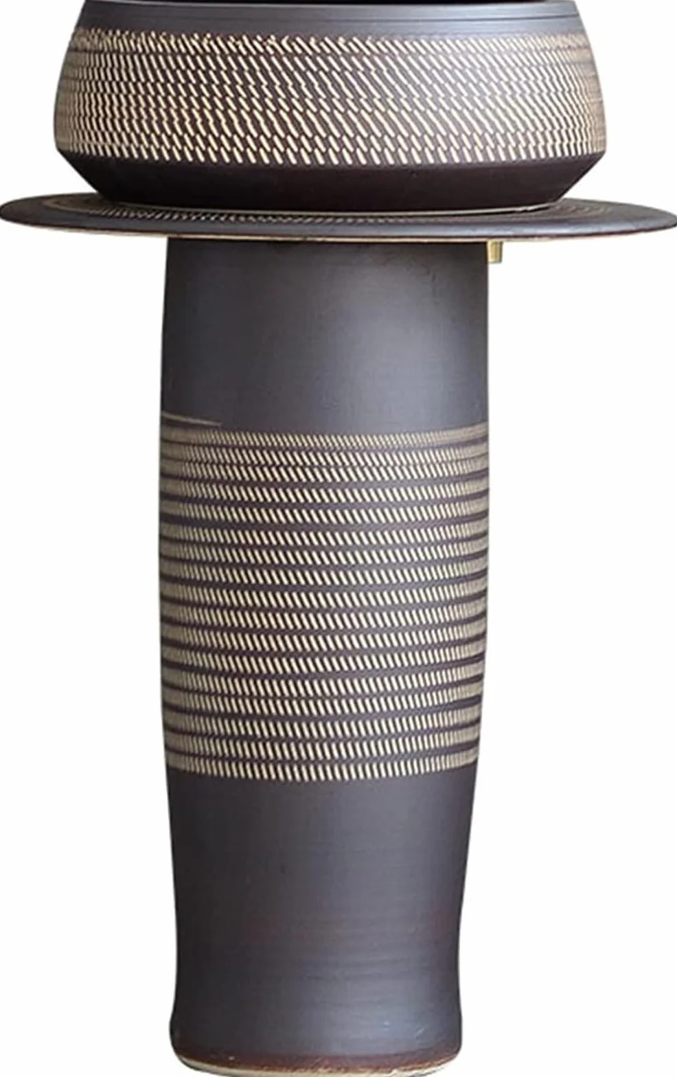 Umywalka Łazienkowa Nablatowa, Ceramiczna Umywalka Łazienkowa, Artystyczna Umywalka Na Postumencie, Ceramiczna Umywalka Kolumnowa Stojąca Na Podłodze, 80 * 52 Cm, Zewnętr,PedestalBasinSink