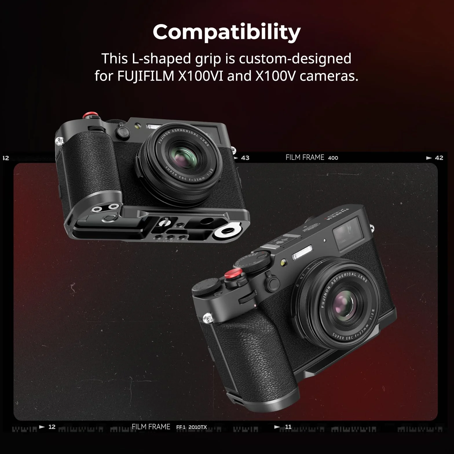 SMALLRIG X100VI Handgrip L-Shape Grip dla FUJIFILM X100VI i X100V Kamery, Wbudowana Płytka Szybkiego Uwalniania dla Arca, Lekki Silikonowy Uchwyt Boczny, z Przyciskiem Migawki - 4556