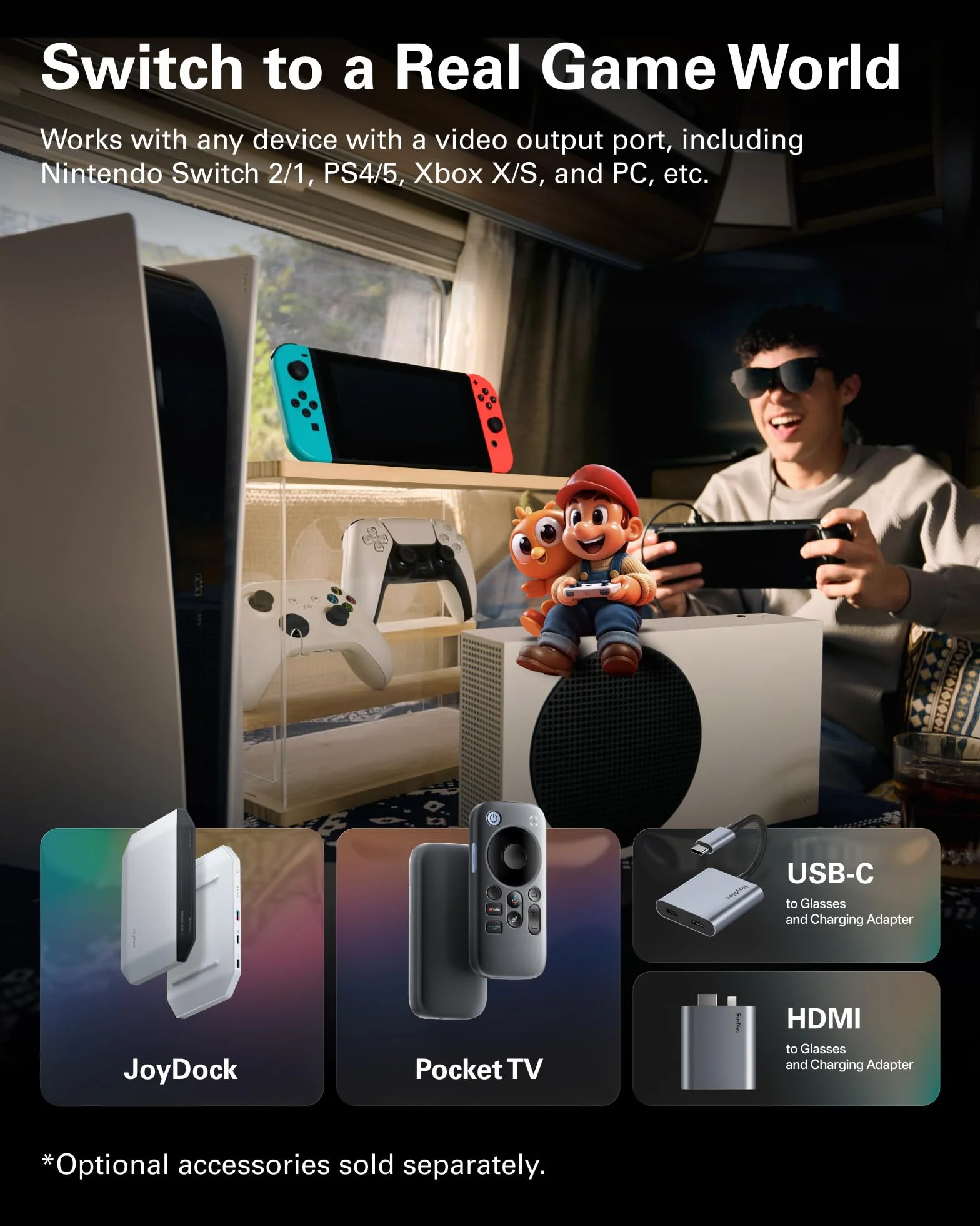 RayNeo Air 3s Pro Okulary AR XR 1200 nitów 120 Hz HueView 2.0 inteligentne okulary do gier