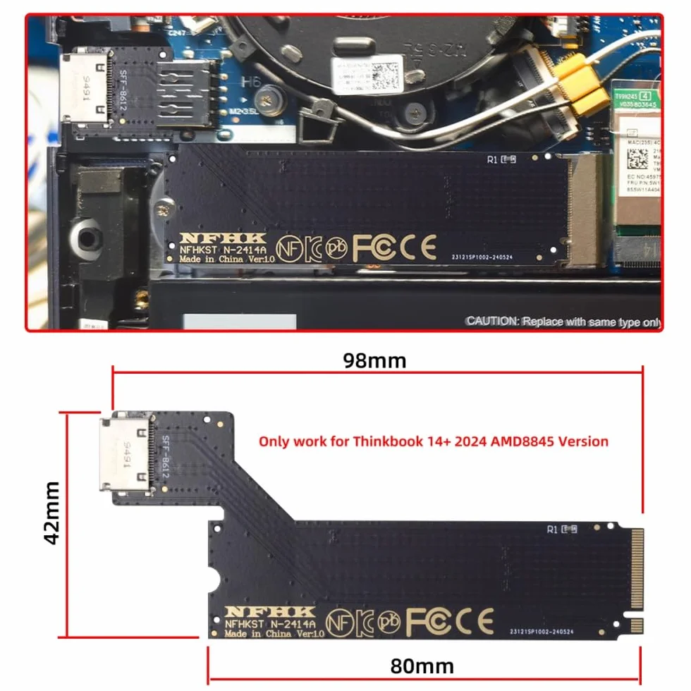 Karta PCI-E 4.0 M.2 M-Key do Oculink SFF-8612 SFF-8611 adapter hosta ThinkBook 14+ AMD8845 zewnętrzna karta graficzna SSD