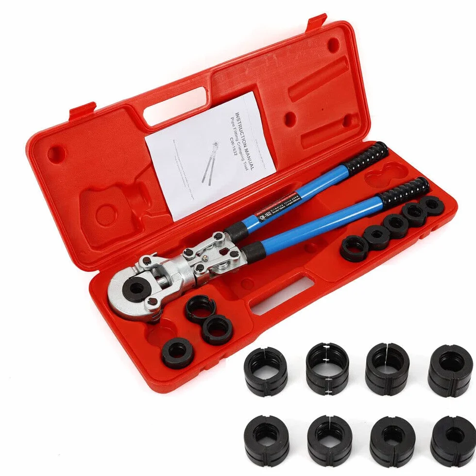 PEX zestaw narzędzi zaciskowych, prasa ręczna, szczypce zaciskowe V12 – 28 mm i TH16-32 mm, rura kompozytowa, rura miedziana, szczypce do zaciskania, zestaw szczypiec zaciskowych