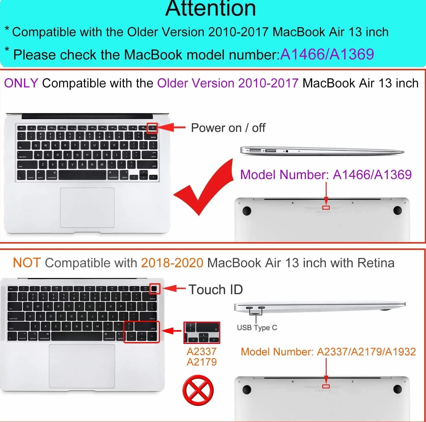 GVTECH Etui ochronne MacBook Air 13 2010-2017 A1369 A1466 przezroczyste
