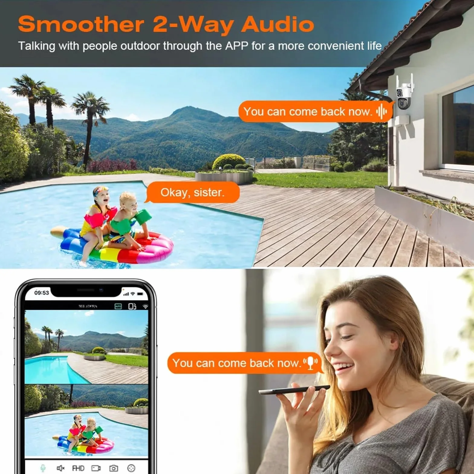 Kamera PTZ z podwójnym obiektywem IP CCTV Wi-Fi, kamera do monitoringu wideo, sztuczna inteligencja, automatyczne śledzenie, noktowizor, zewnętrzne(ADD 128G)
