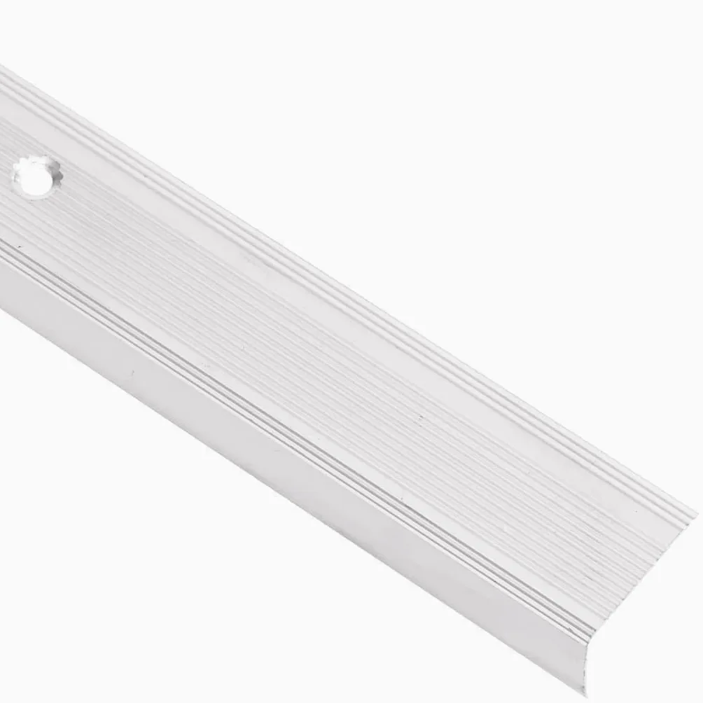 Profile schodowe w kształcie litery L, z aluminium, 100 cm, srebrne, 15 sztuk, z wkładką antypoślizgową do budowy schodów, stopni, podestu i renowacji