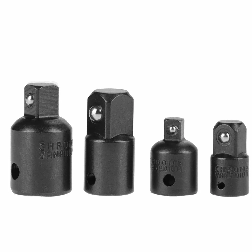 Zestaw adapterów nasadowych i reduktorów ze stali chromowo-wanadowej – 1/10.2 cm, 3/20.3 cm, 1/5.1 cm, adapter klucza grzechotkowego, zestaw do konwersji rozszerzeń (czarny)